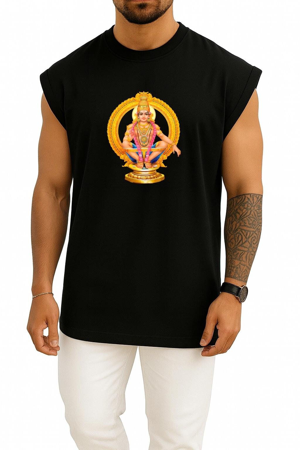 Oversize Lord Krishna Göğüs Baskılı Atlet