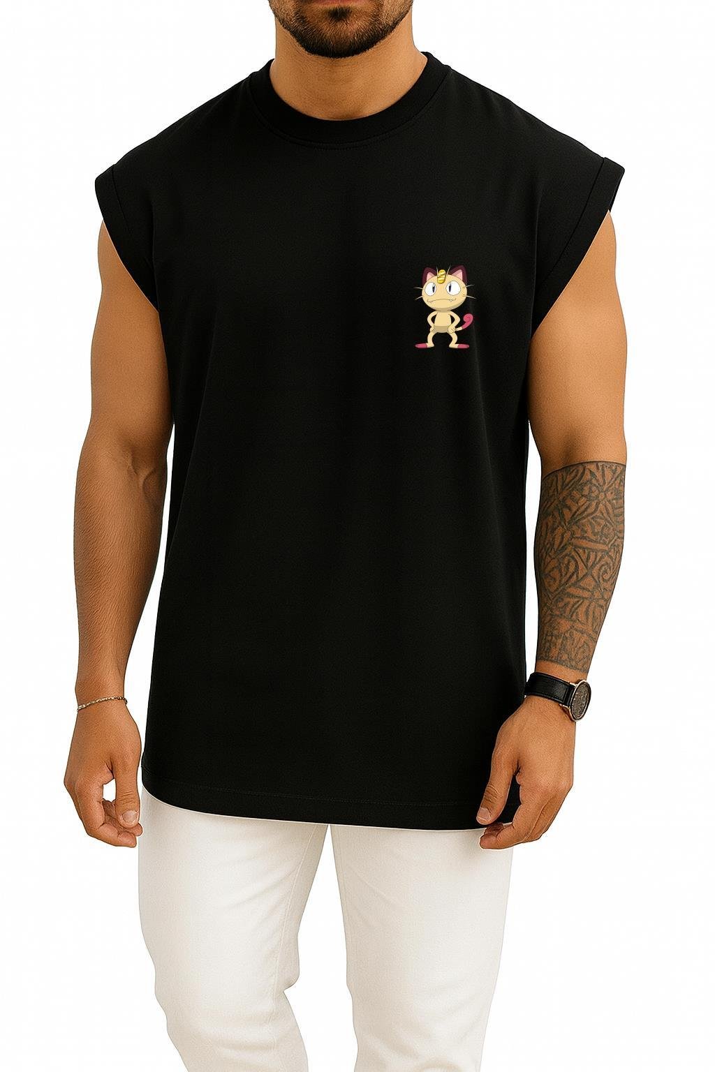Oversize Meowth Cep Baskılı Atlet
