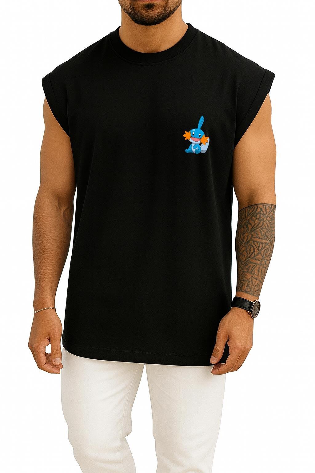 Oversize Mudkip Cep Baskılı Atlet