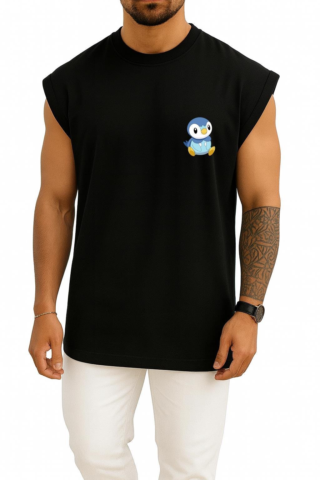 Oversize Piplup Cep Baskılı Atlet