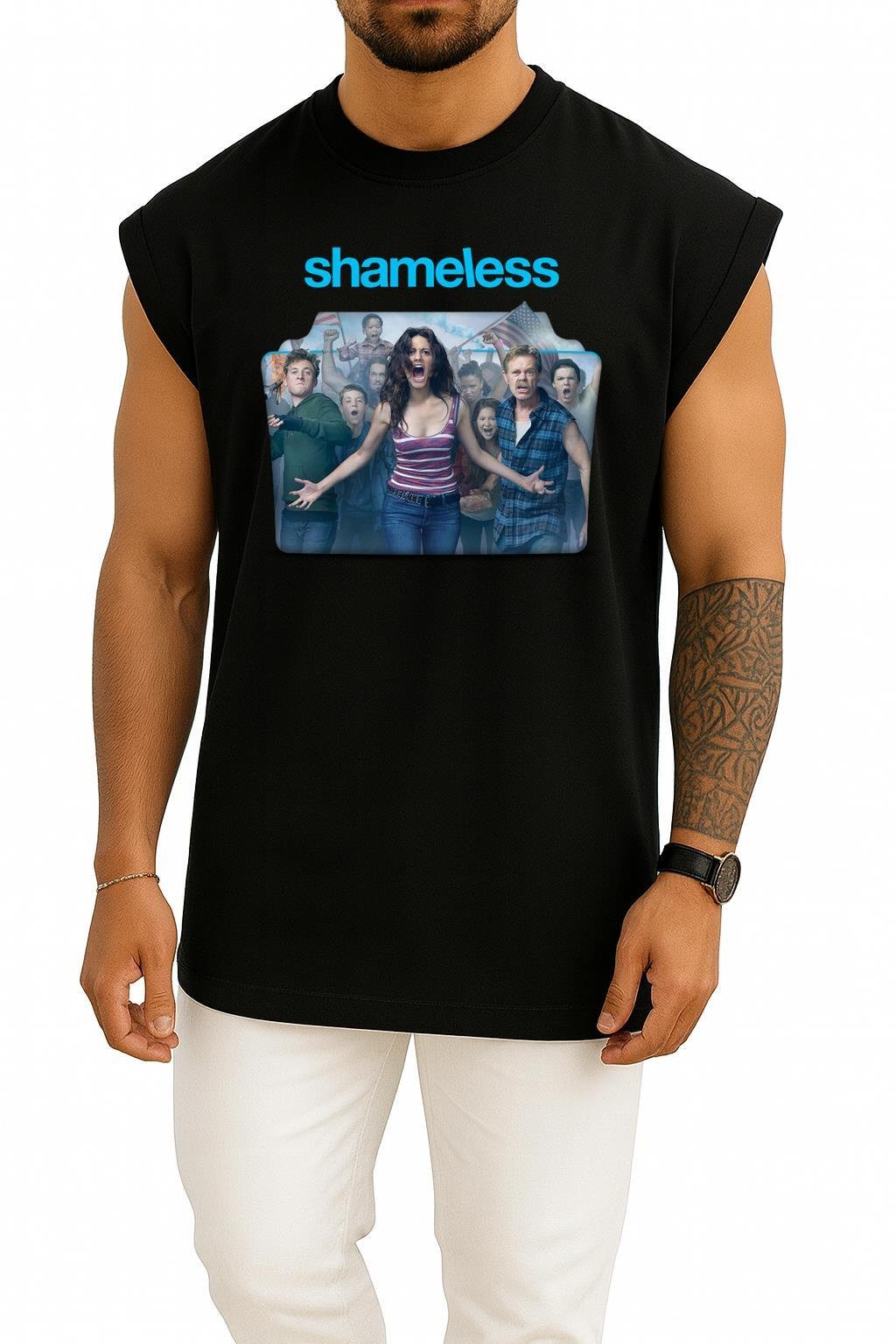 Oversize Shameless Göğüs Baskılı Atlet