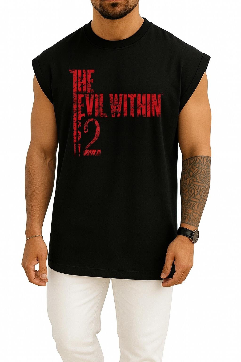 Oversize The Evil Within 2 Video Game Göğüs Tasarımlı Atlet