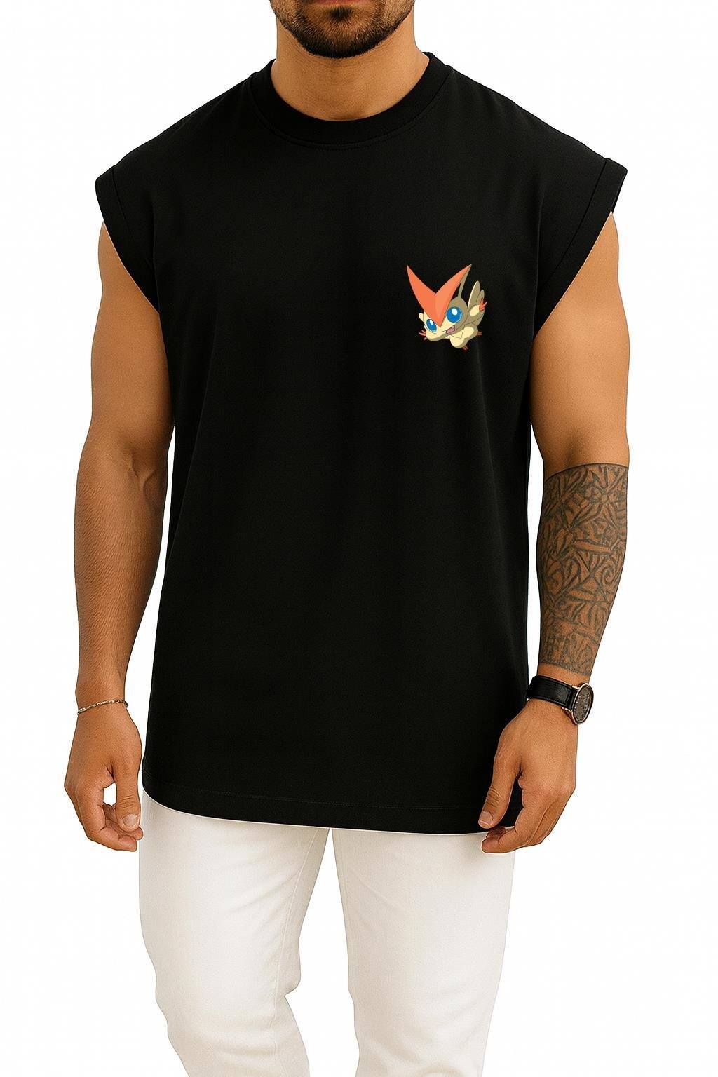 Oversize Victini Cep Baskılı Atlet