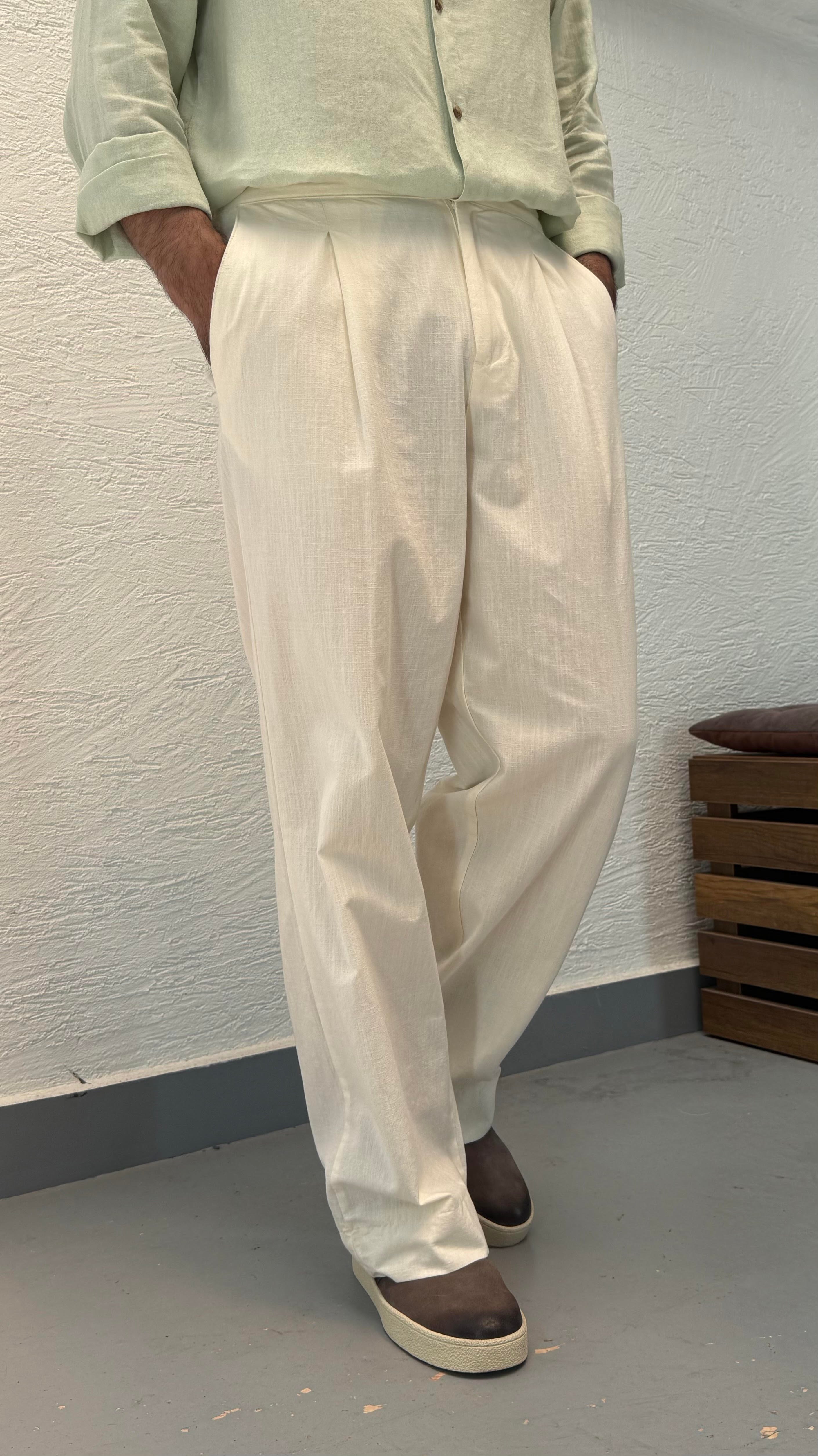 Baggy Pamuk Keten Pantolon