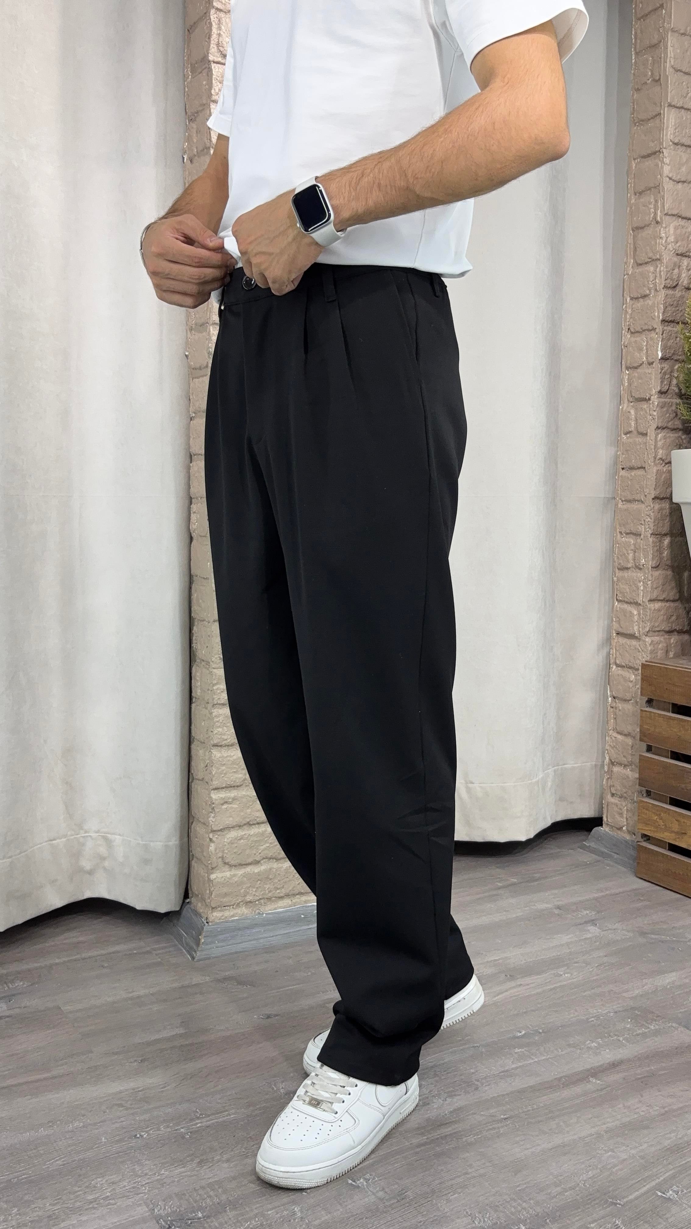 Kumaş Baggy Kemerli Pantolon