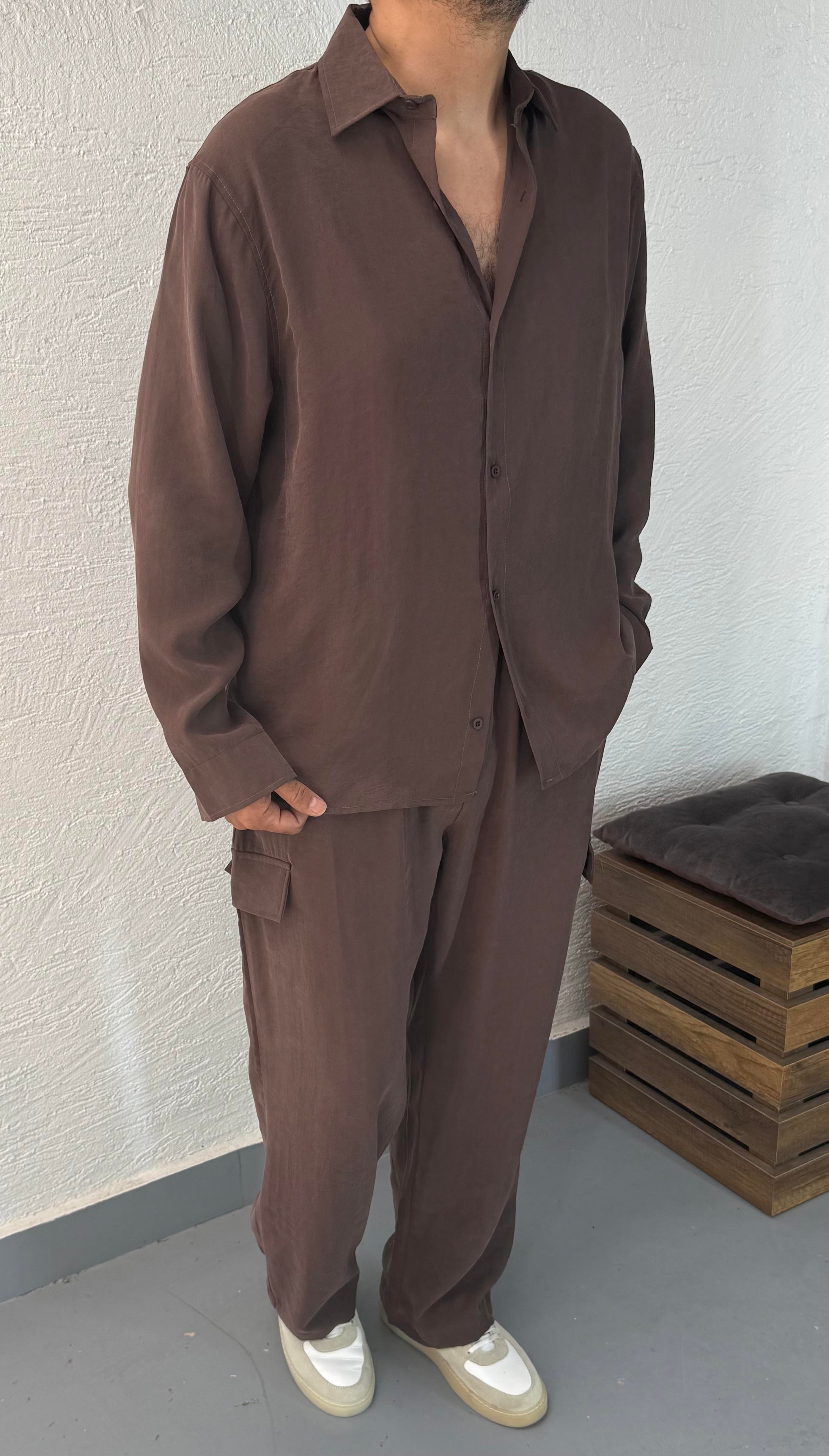 Modal Oversize Gömlek Ve Baggy Pantolon Takım