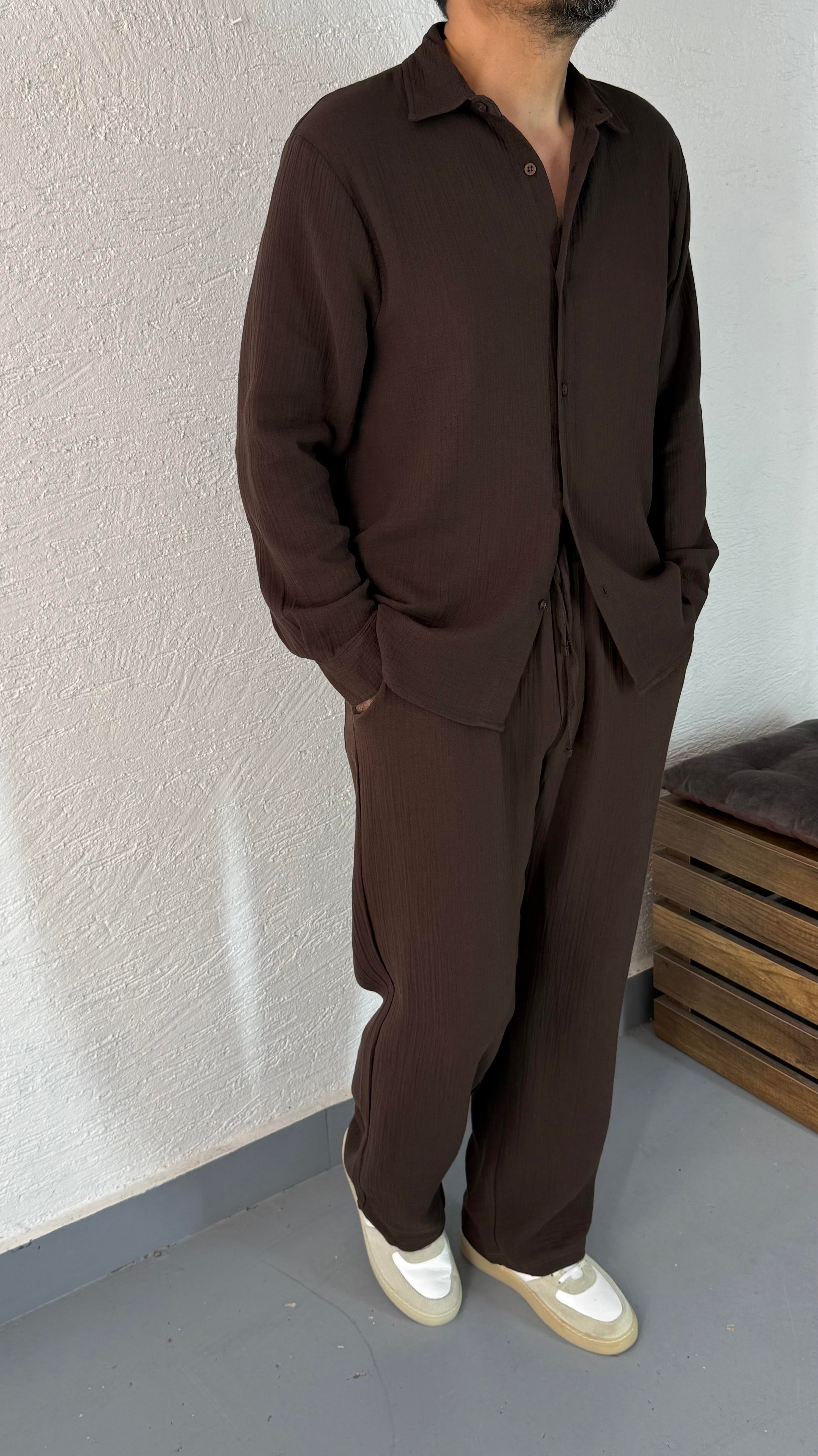 Müslin Oversize Gömlek Ve Baggy Pantolon Takım