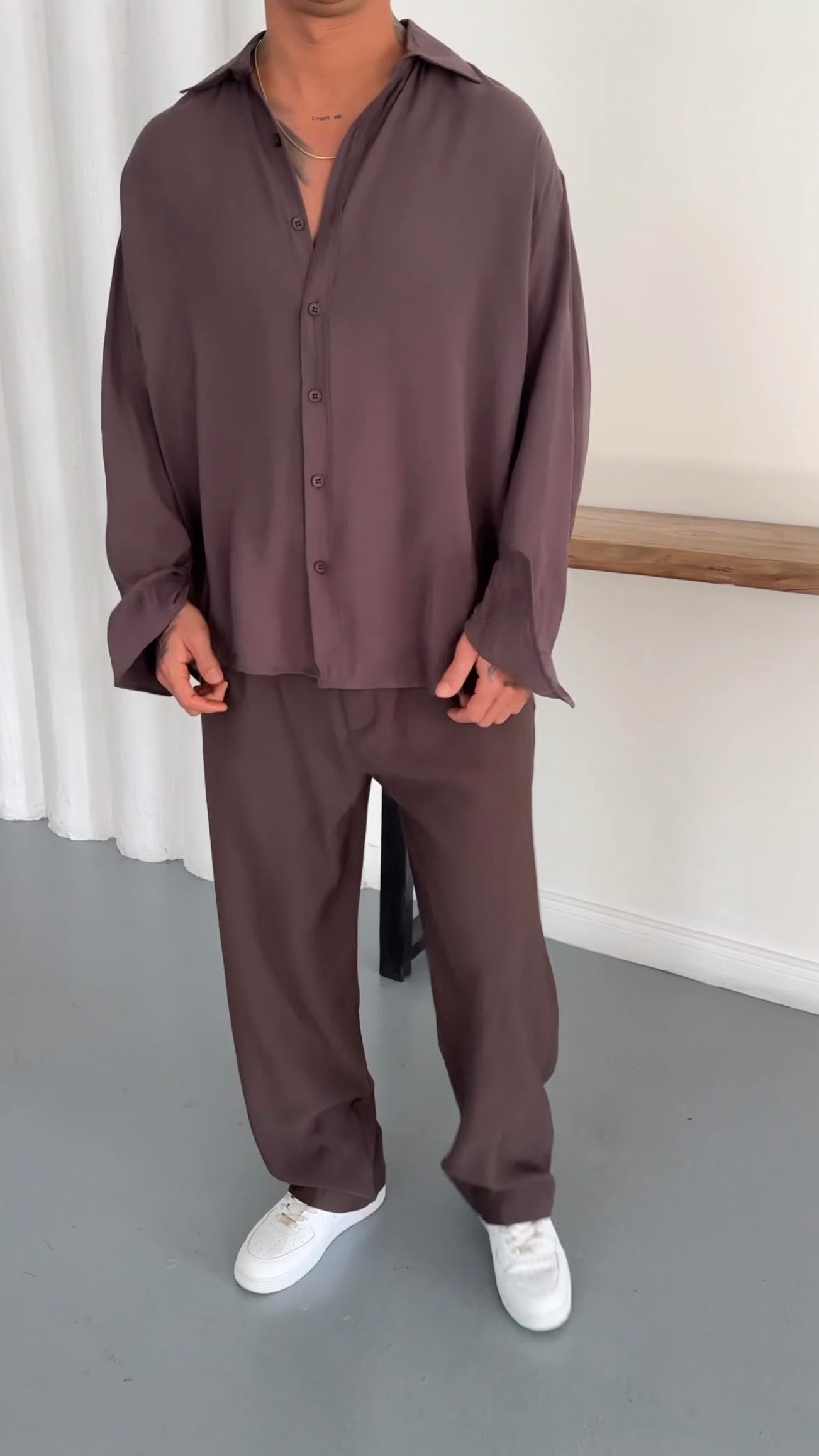 Oversize Modal Yıkamalı Gömlek