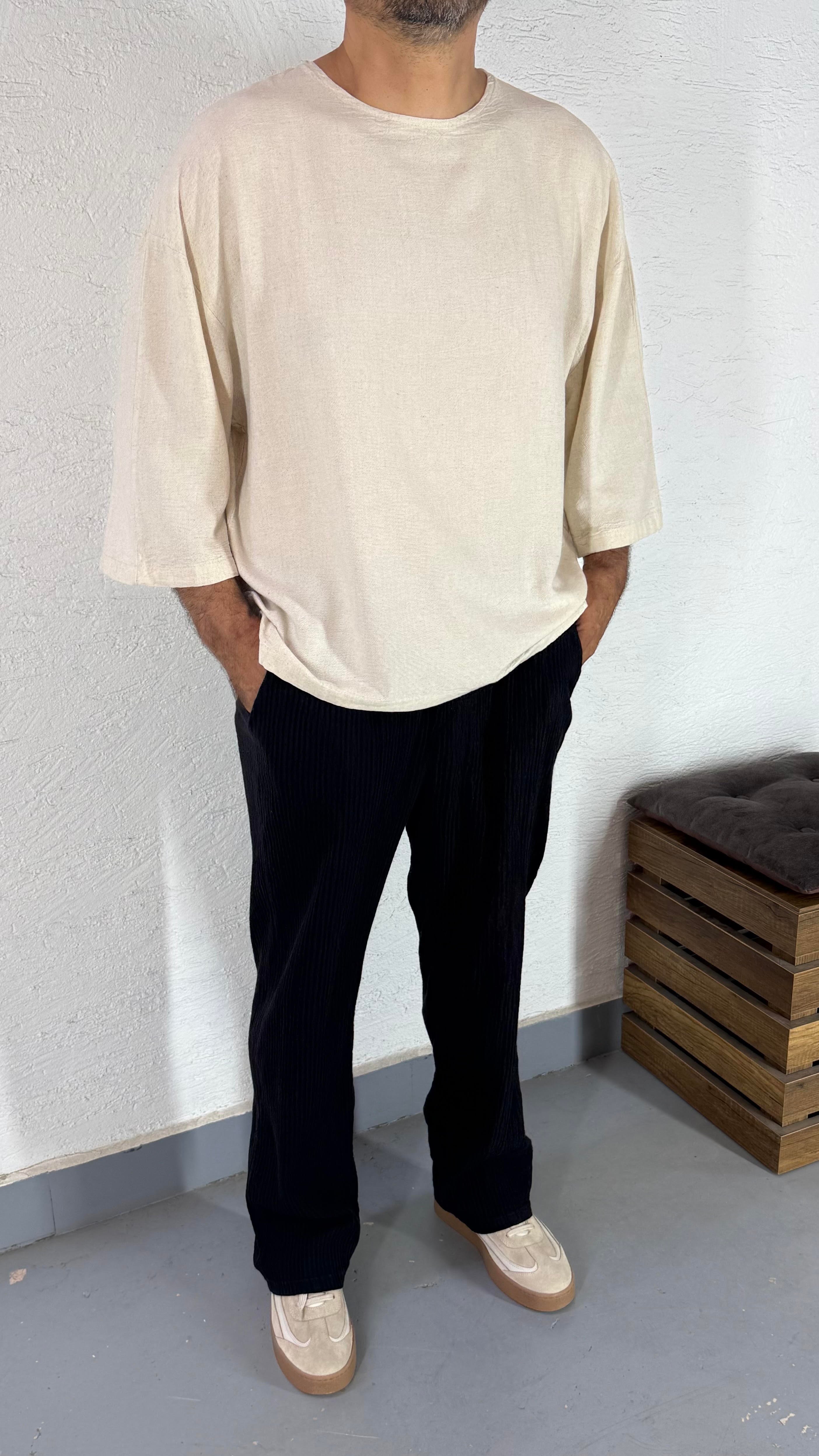 Pamuk Keten Fakirkol Tshirt