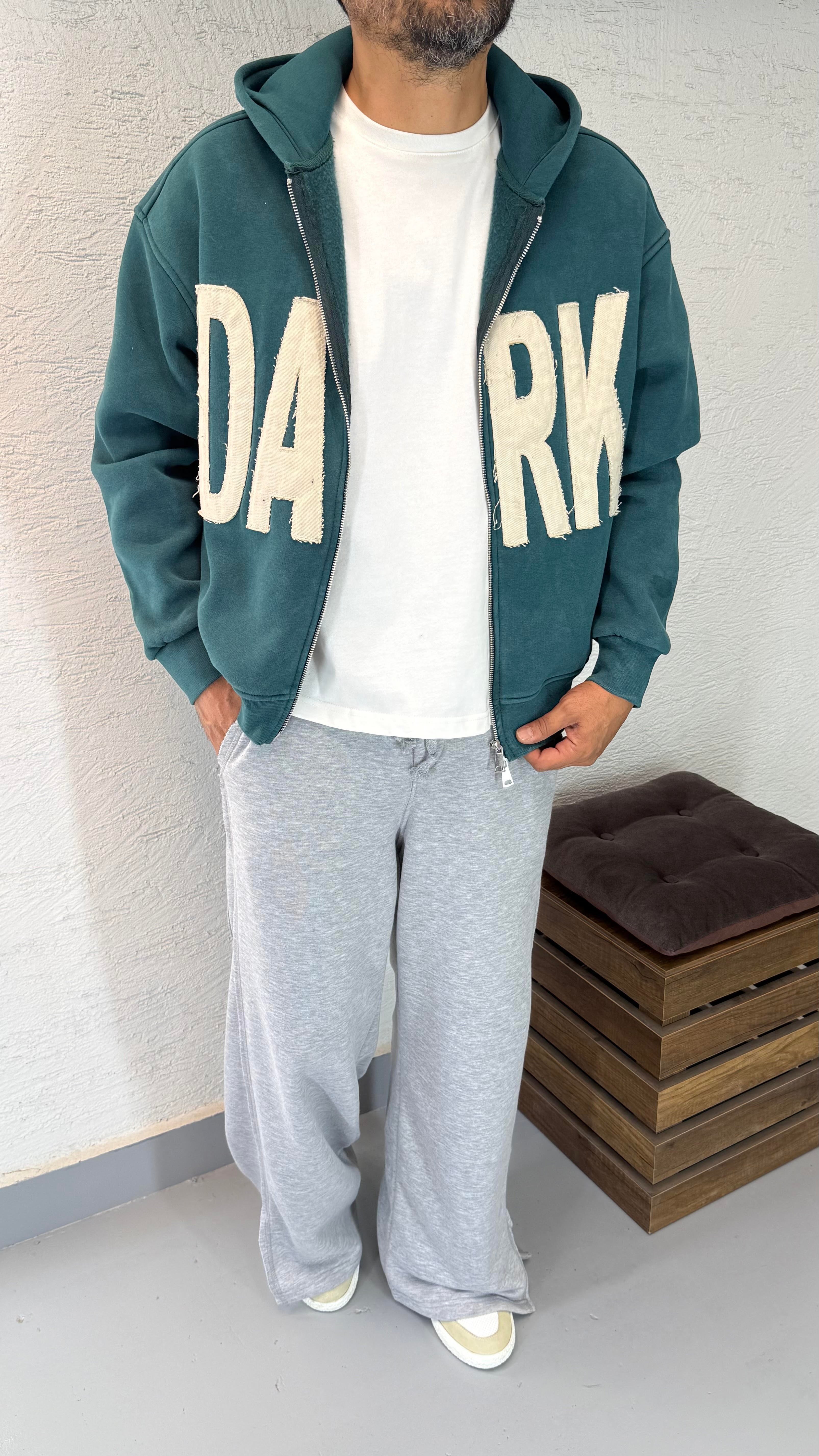 Yıkamalı Oversize Çift Fermuarlı Sweat