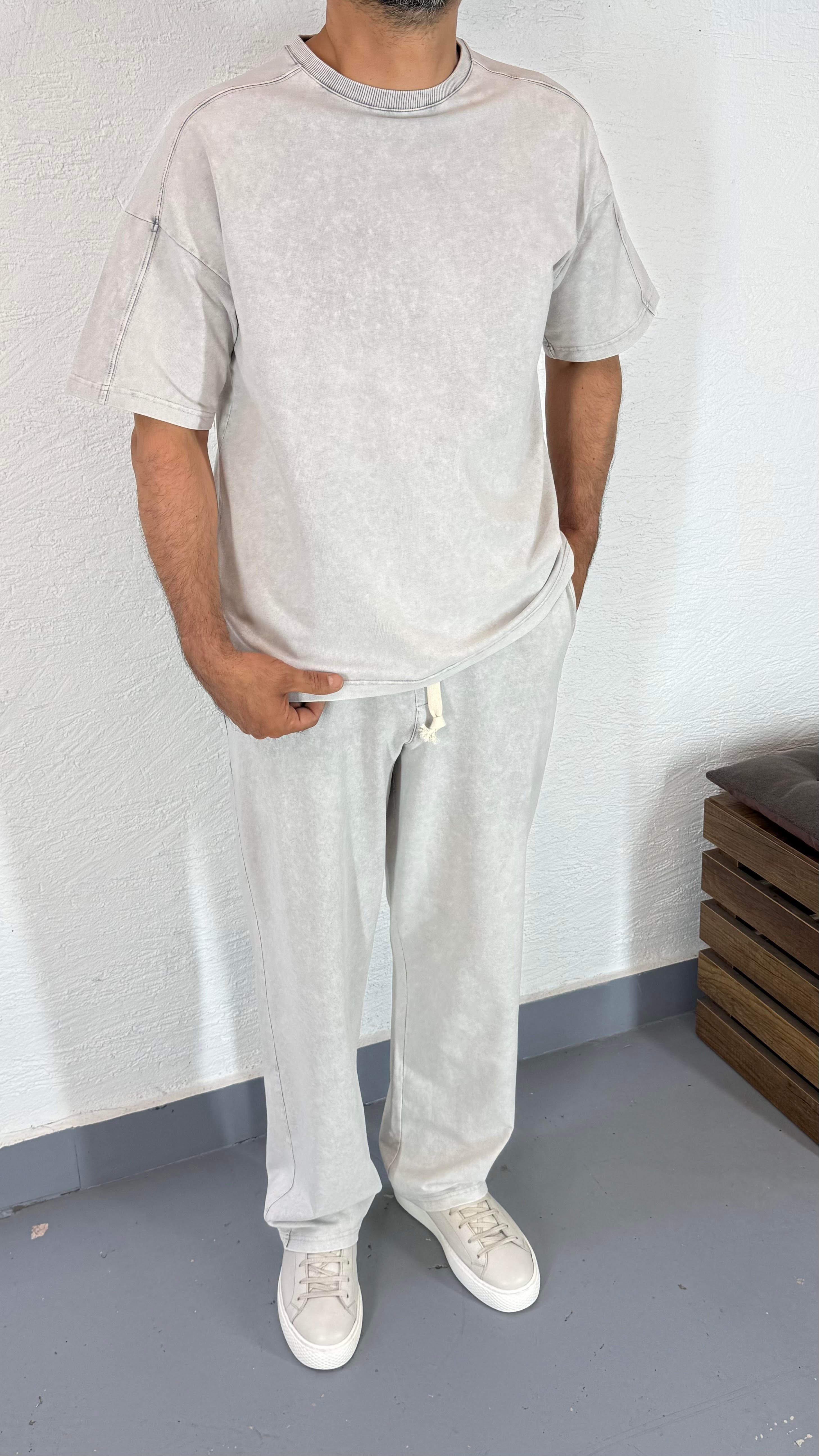 Yıkamalı Oversize TShirt ve Baggy Eşofman Takım