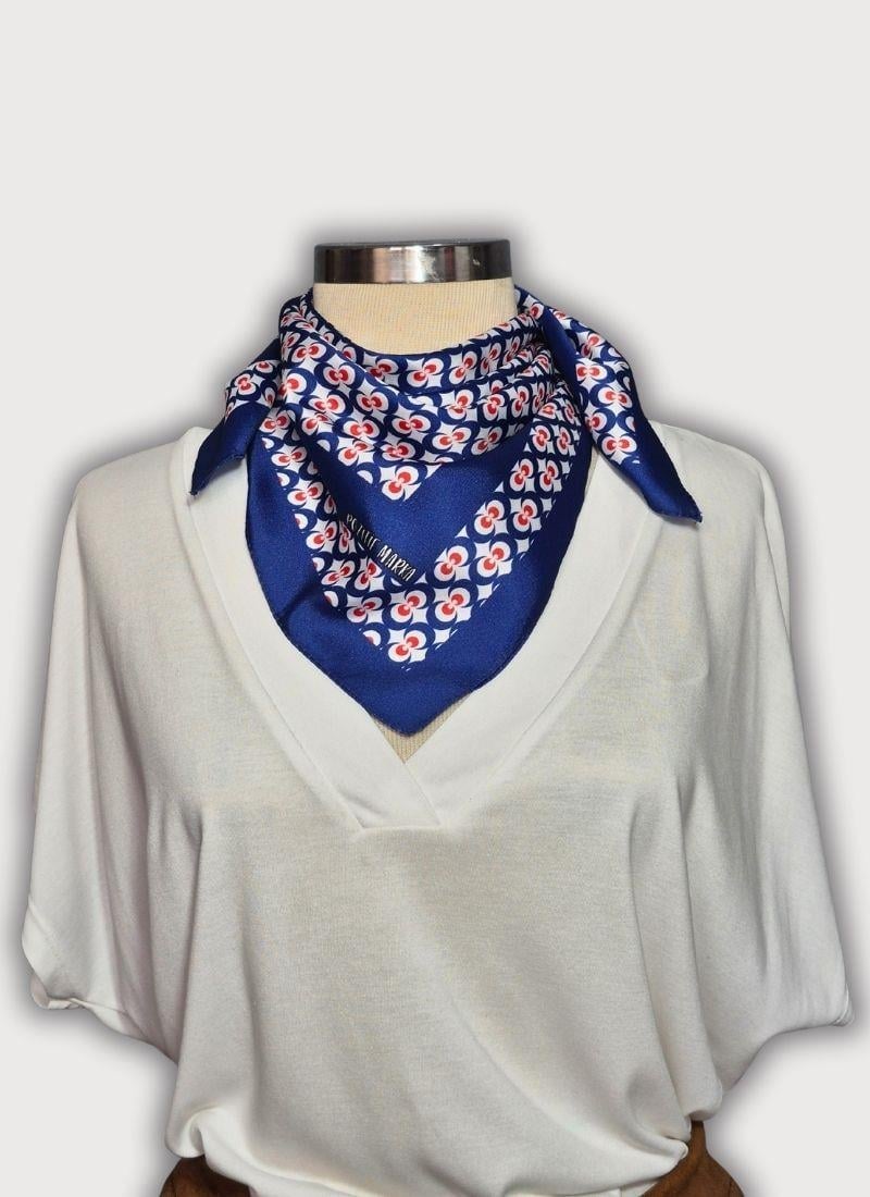 DENGE KOLEKSİYONU OSMANLI GEOMETRİK DESENLİ TWİLL SATEN BOYUN BANDANA FULAR