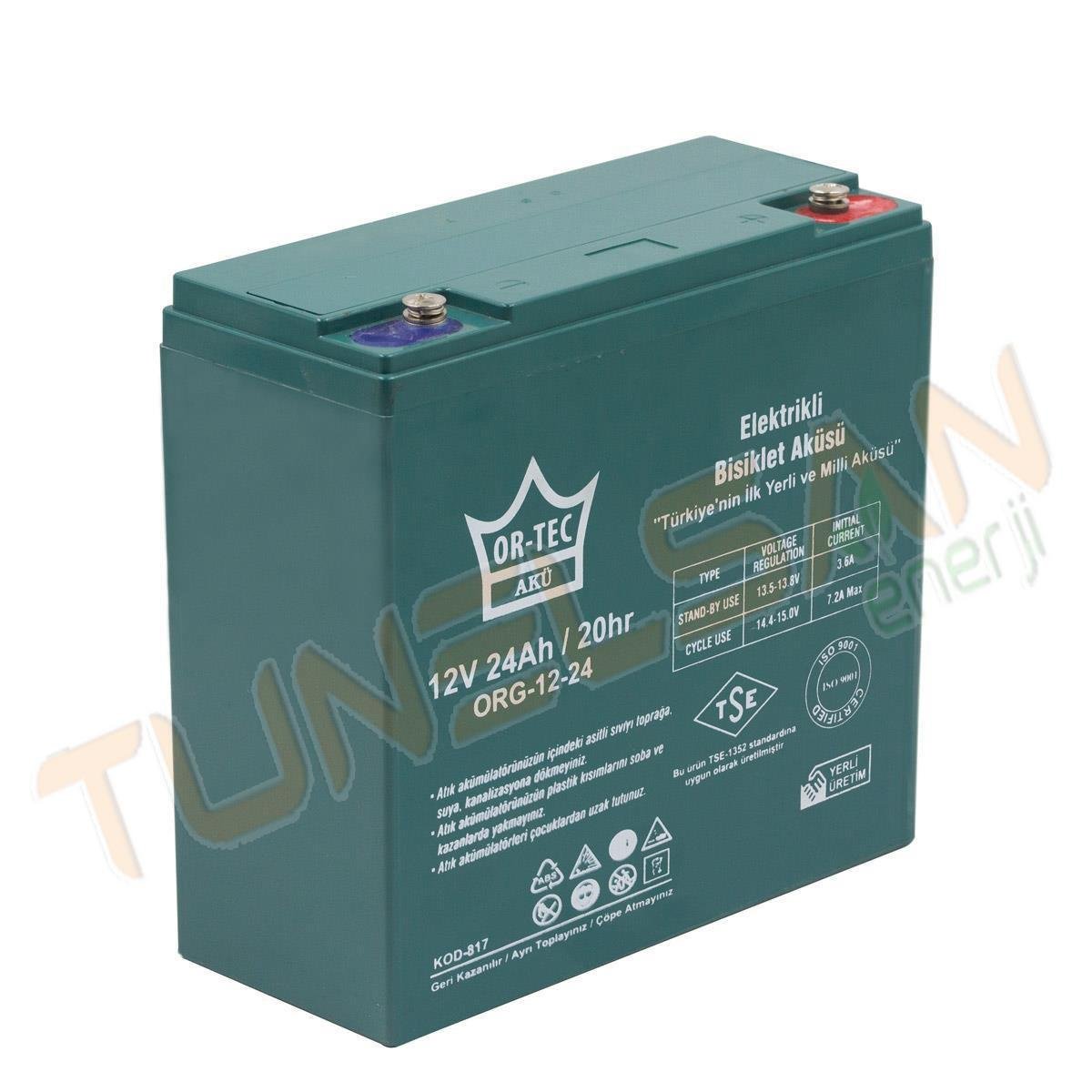 12 Volt 24 Amper Elektrikli Bisiklet Aküsü - 24 Amper Jel Akü