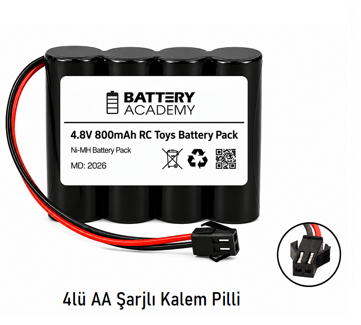 4.8V 800mAh Siyah Soketli Oyuncak Araba Pili4.8v 800mAH Siyah Soketli Oyuncak Araba PiliOyuncak Pilleri