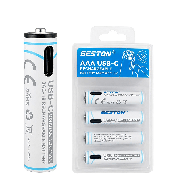 Beston AAA Li-ion Type-C Şarjlı 1.5V 660mWh 4lü İnce PilBeston AAA Li-ion Type-C Şarjlı 1.5V 660mWh 4lü İnce PilŞarjlı Piller