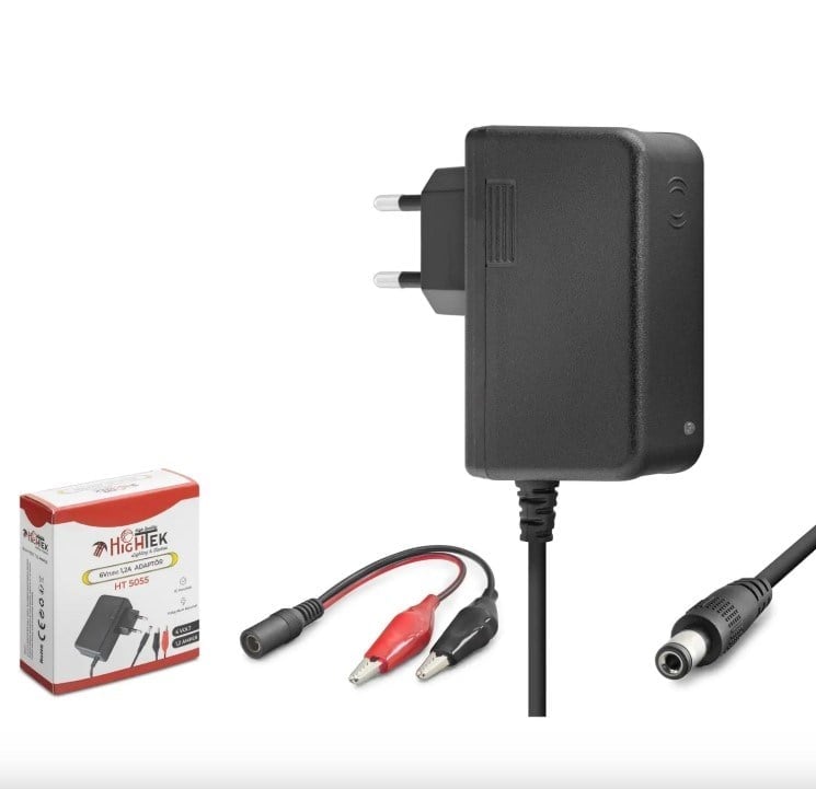 Hightek 6V 1.2A 7.2W HT5055 Akü Şarj Adaptörü Krokodil Uç SiyahHightek 6V 1.2A 7.2W HT5055 Akü Şarj Adaptörü Krokodil Uç SiyahAkü Şarj Cihazları 