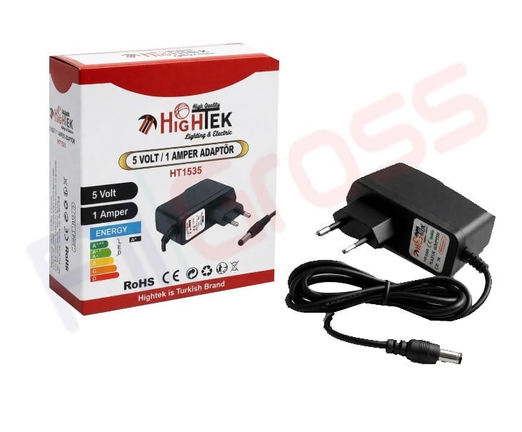 Hightek HT-1535 5V 1A Plastik Kasa Adaptör DC Güç KaynağıHightek HT-1535 5V 1A Plastik Kasa Adaptör DC Güç KaynağıAdaptörler