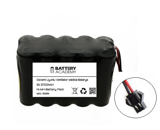 Oxivent Taşınabilir Ventilatör için 12v 2700mAH Battery Academy Marka Medikal Batarya