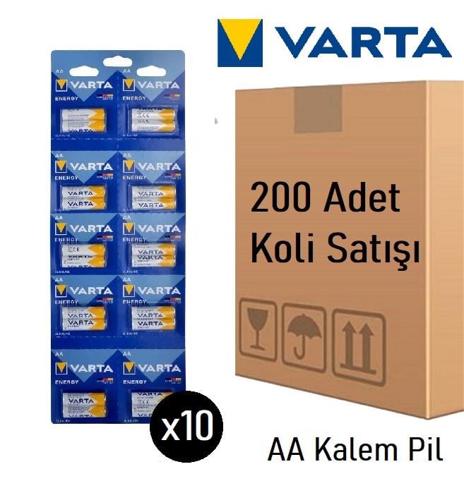 Varta 4106229482 Energy AA Alkalin Kalem Pil 200'lü Koli Satış 