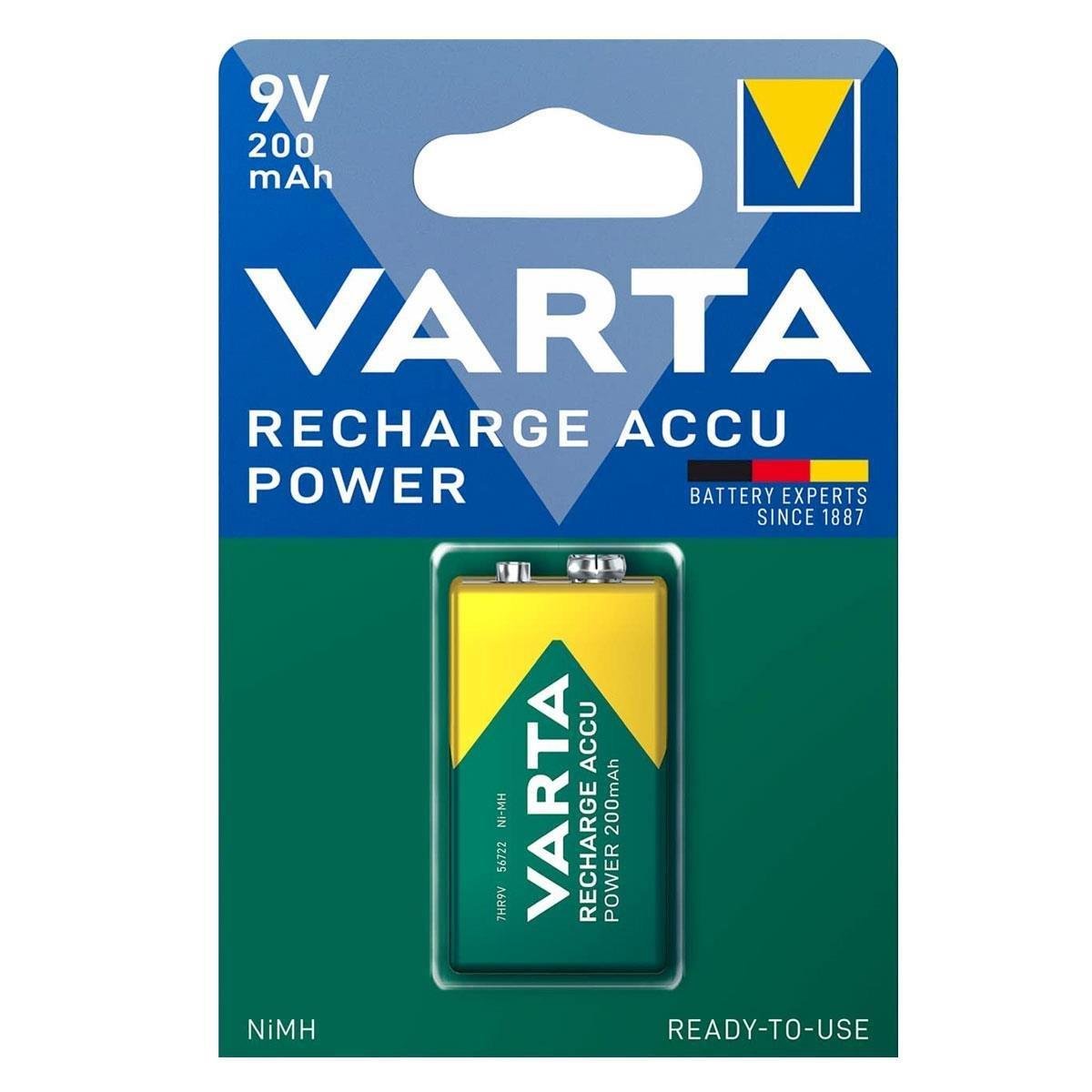 Varta 56722 9V 200mAh Şarjlı Pil Tekli Paket