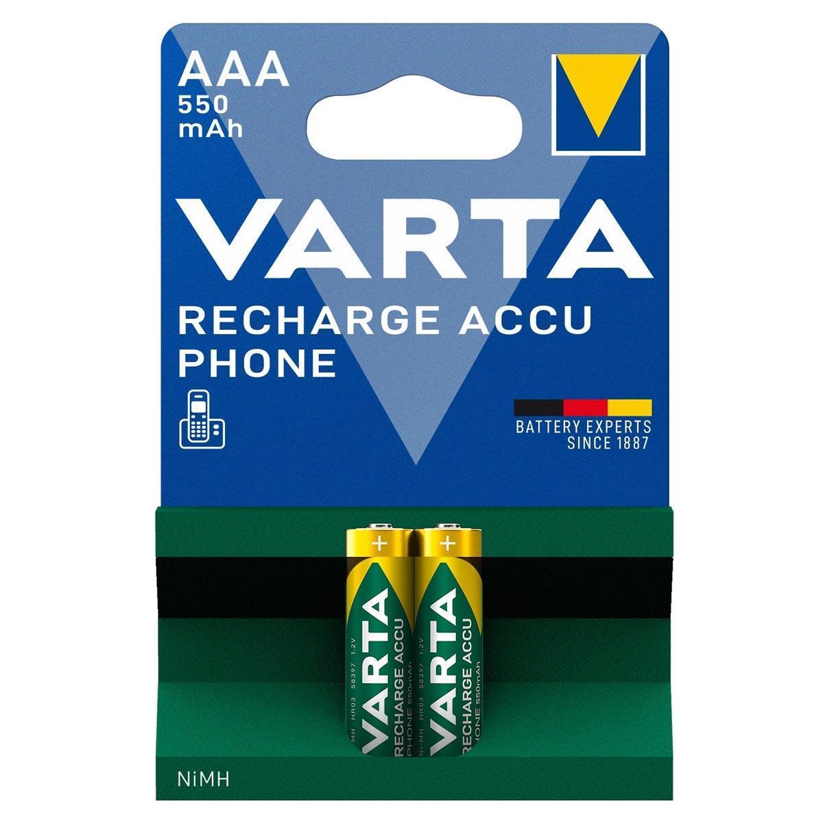 Varta 58397 Phone 550mAh AAA Şarj Edilebilir İnce Kalem Pil 2li Paket