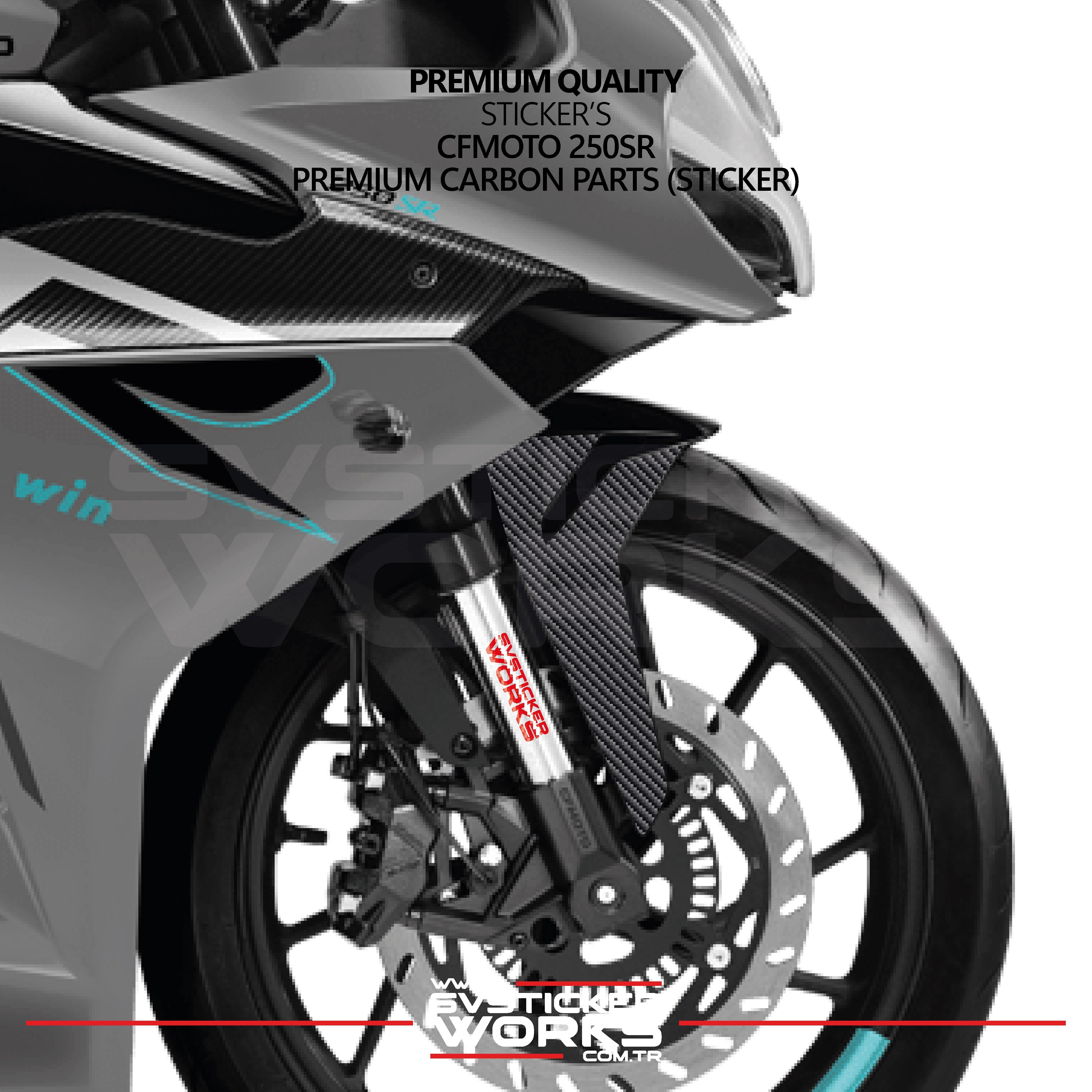 SVSTICKERWORKSCFMOTO 250SR Sticker Karbon Folyo Kaplama  Ön Çamurluk Bölümü BölümüCFMOTO 250SR Sticker Karbon Folyo Kaplama  Ön Çamurluk Bölümü Bölümü