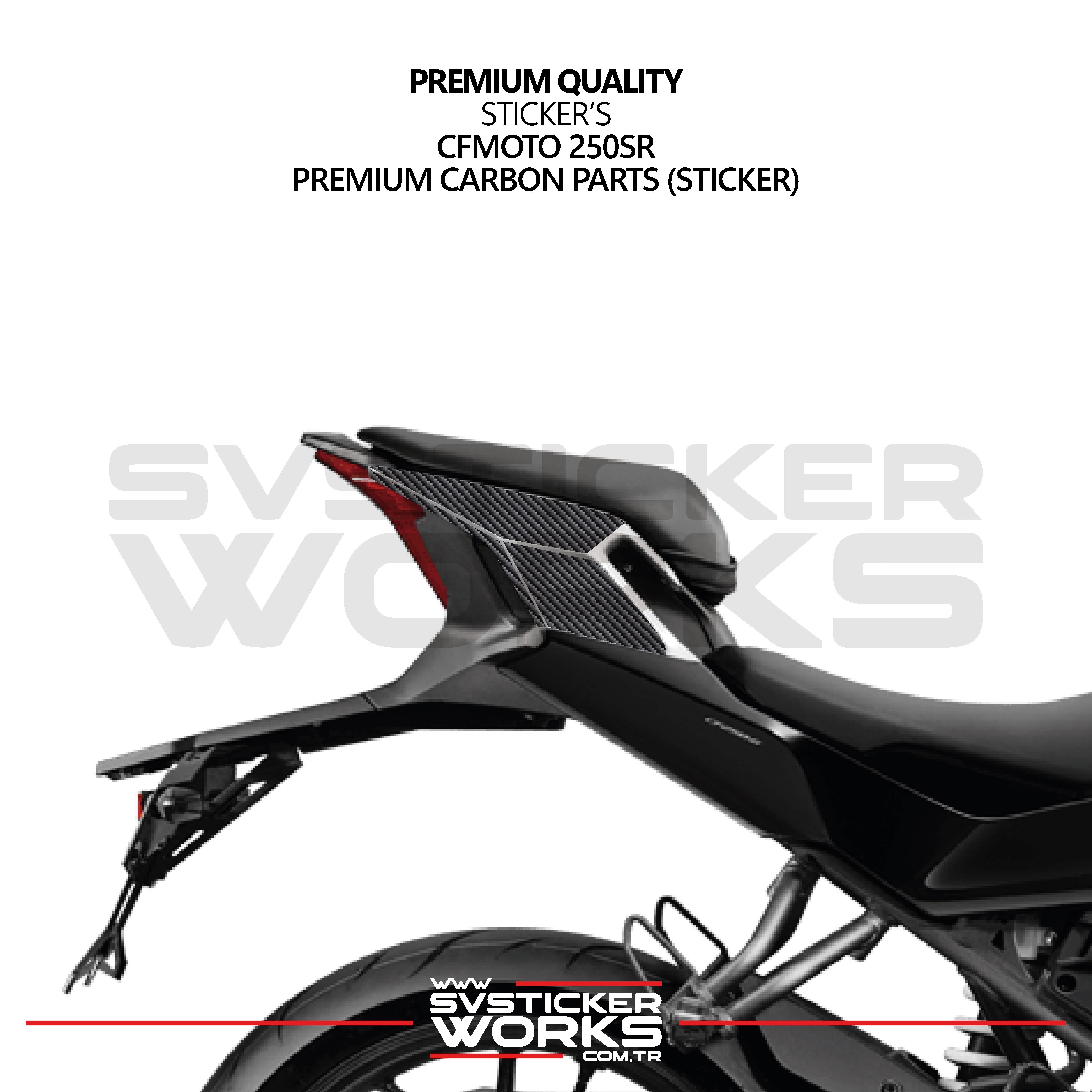 SVSTICKERWORKSCFMOTO 250SR Sticker Karbon Folyo Kaplama  Kuyruk Bölümü BölümüCFMOTO 250SR Sticker Karbon Folyo Kaplama  Kuyruk Bölümü Bölümü