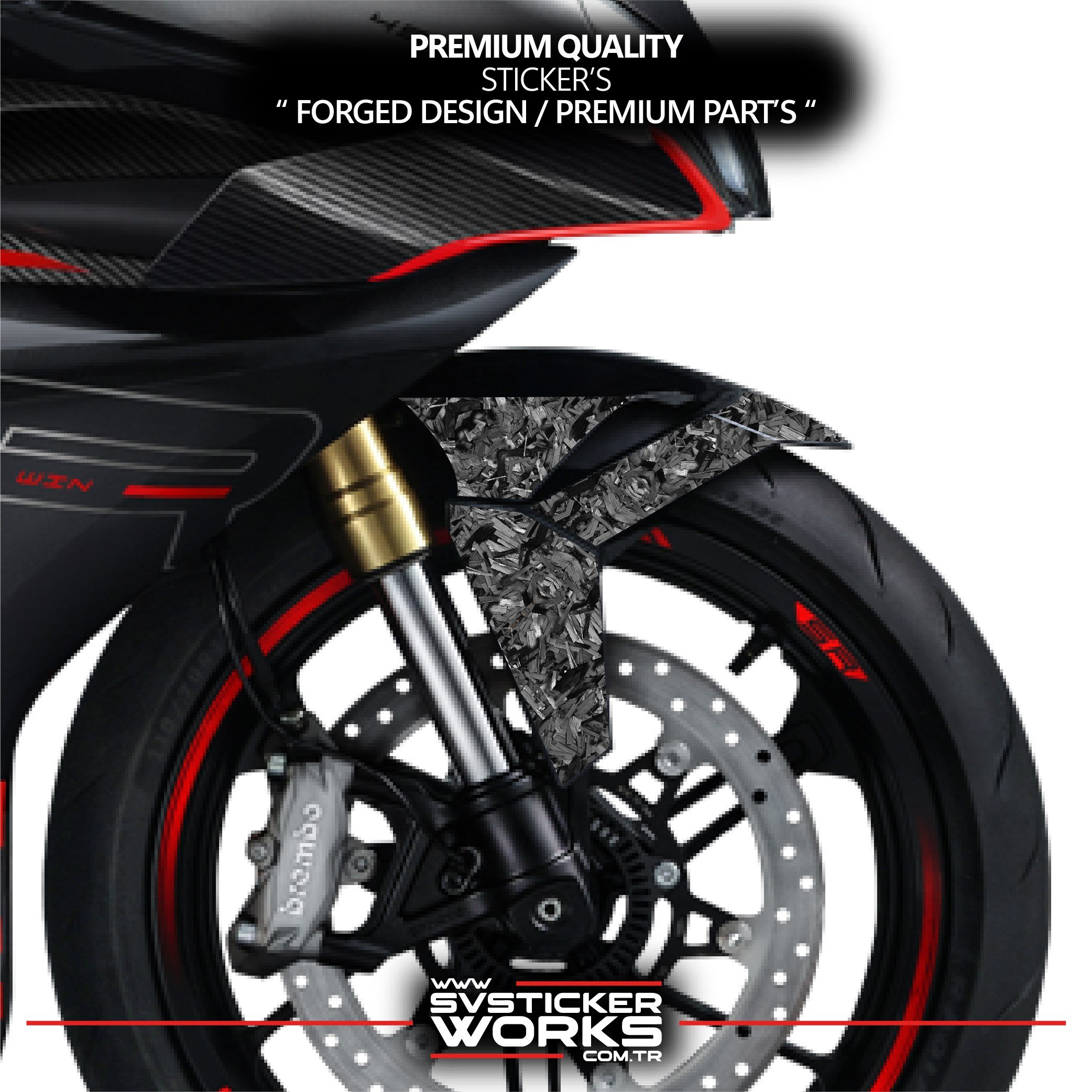 SVSTICKERWORKSCFMOTO 450SR Forged Karbon Kaplama Ön Çamurluk Ve Ortası Sticker Etiket ModeliCFMOTO 450SR Forged Karbon Kaplama Ön Çamurluk Ve Ortası Sticker Etiket ModeliJant Sticker