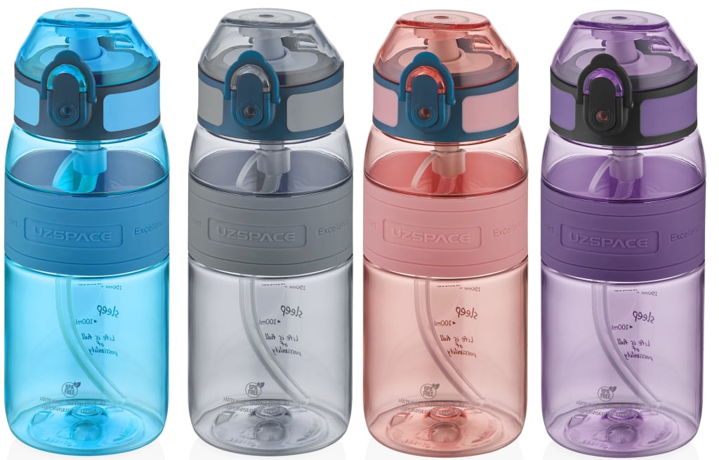 UZSPACE 440 ML SİLİKON GÖVDE PİPETLİ TRİTAN SU MATARASI