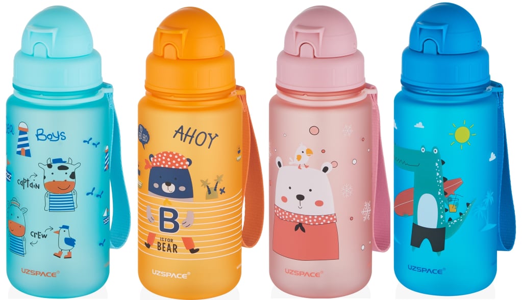 UZSPACE SEVİMLİ HAYVAN DESENLİ SOFT-TOUCH 400 ML TRITAN SU MATARASI