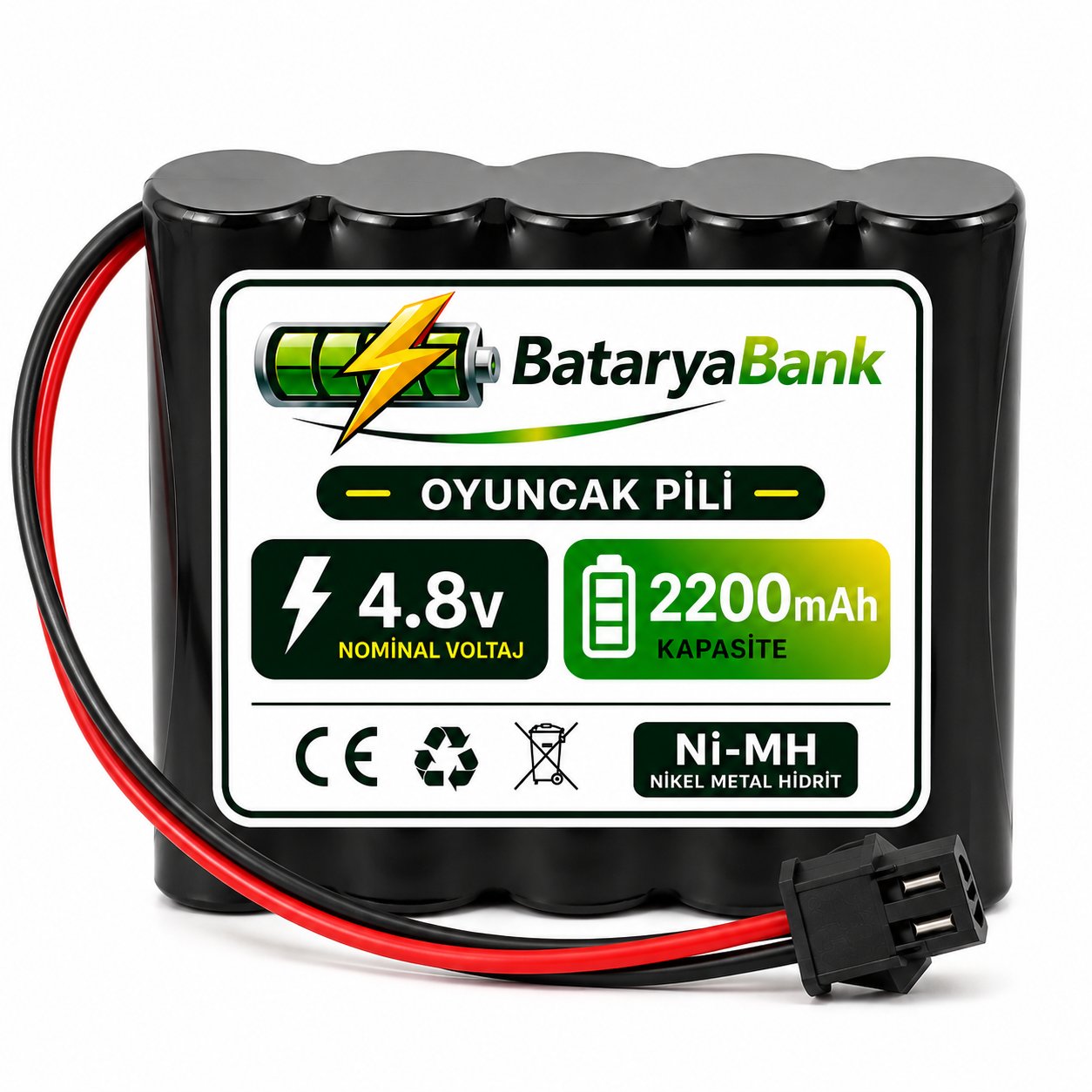 4.8V 2200mAh Oyuncak Pili Siyah Soket Şarjlı Batarya | RC Araba ve Oyuncak Aküsü