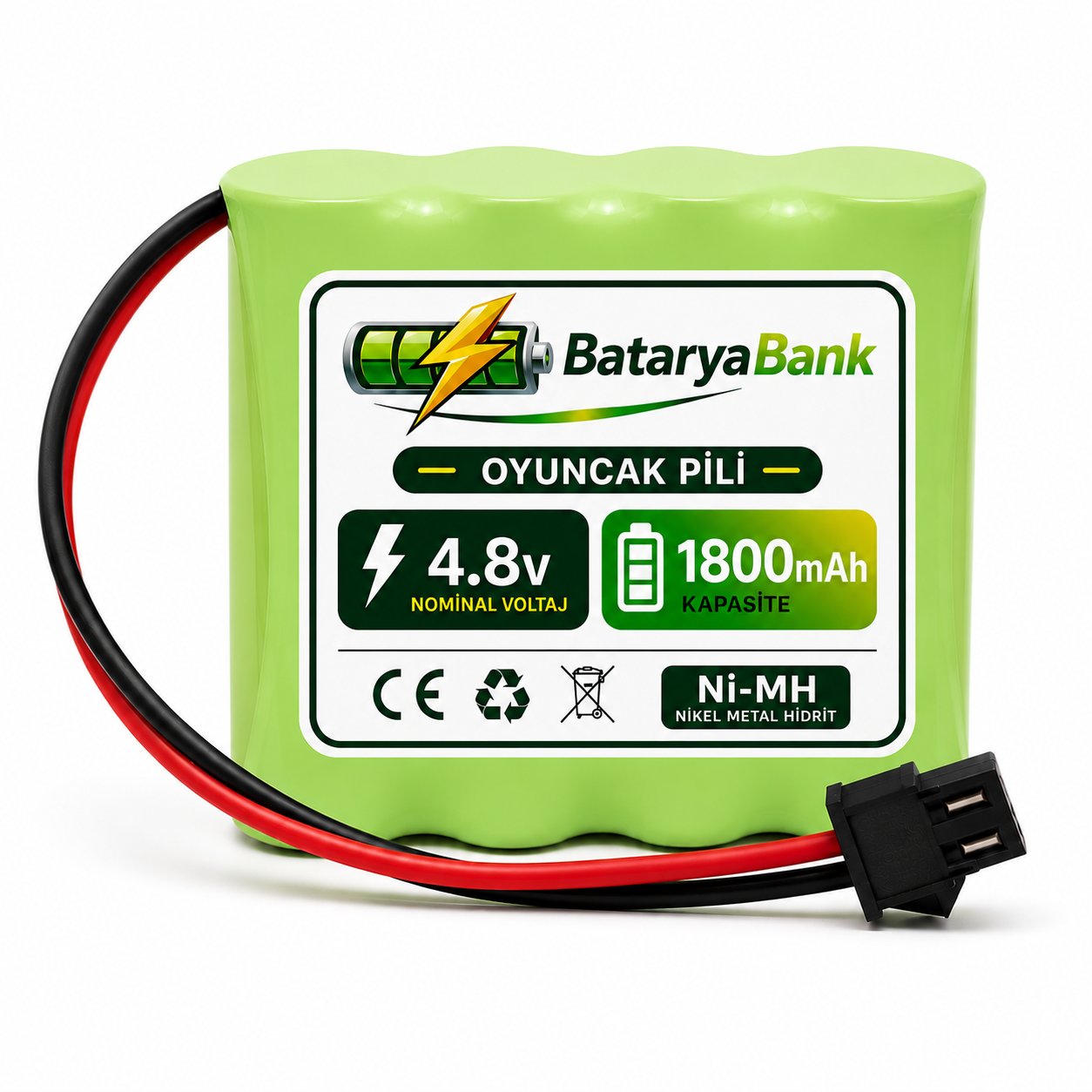 4.8V 1800mAh Oyuncak Araba Pili Bataryası Siyah Soket | Şarjlı Yedek Akü