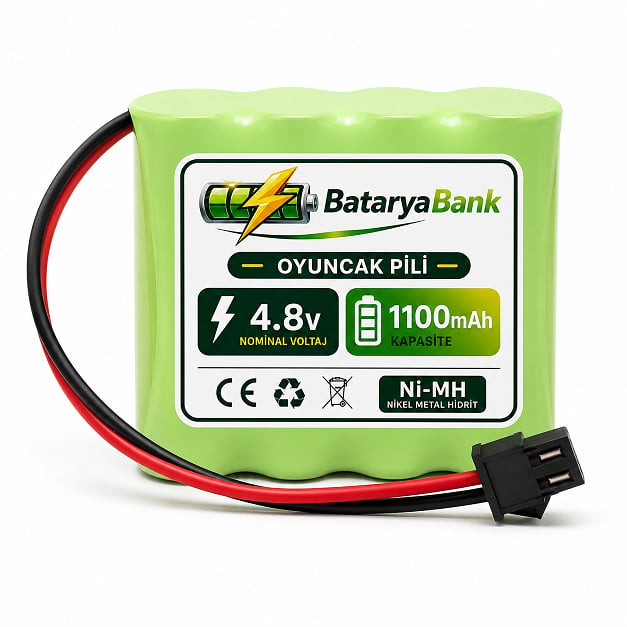 4.8V 1100mAh Oyuncak Araba Pili Siyah Soketli Şarjlı Batarya