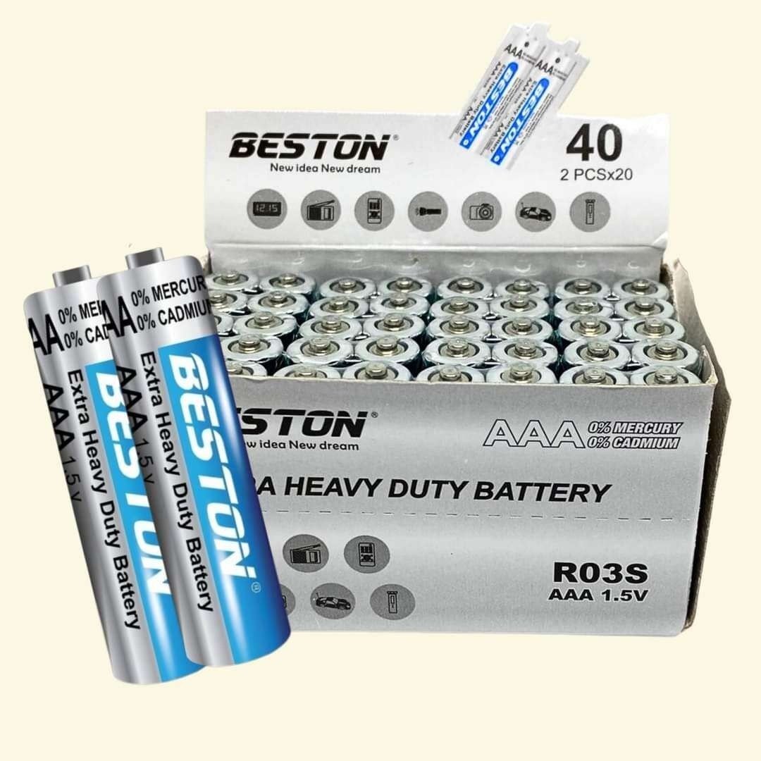 Beston AAA 1.5V Çinko Karbon İnce Kalem Pil 40'lı Kutu
