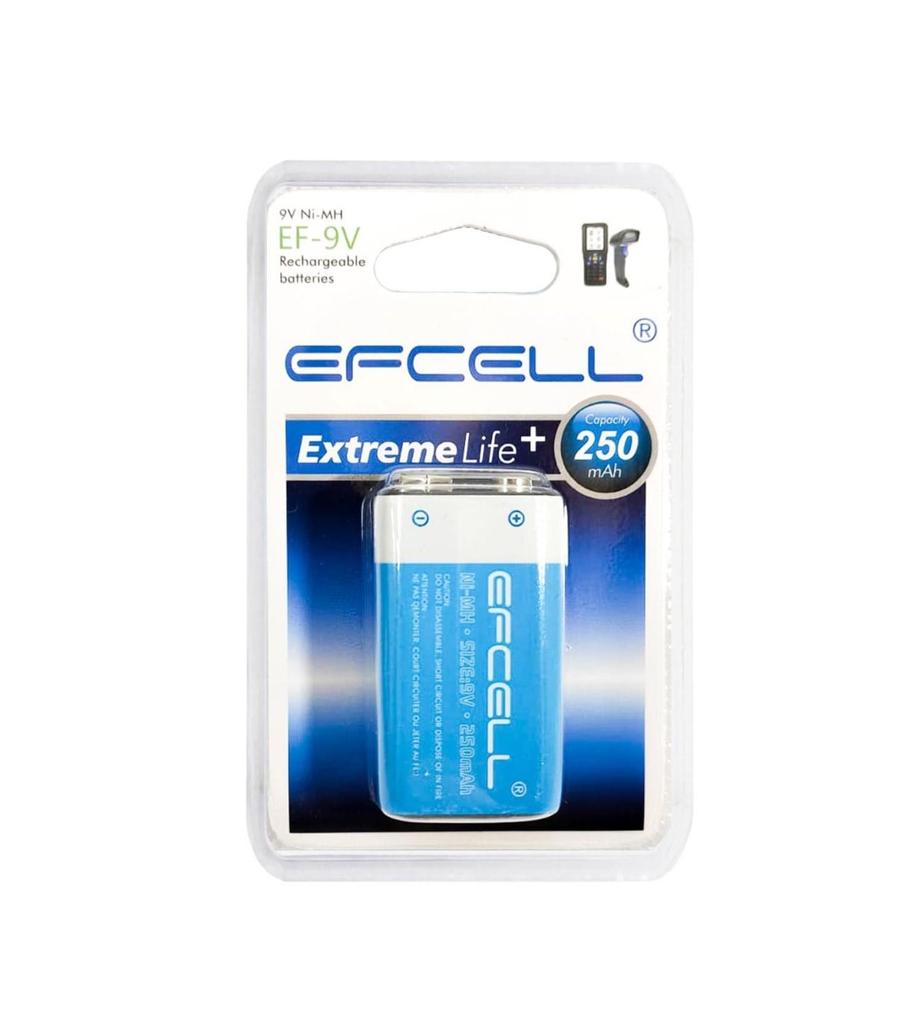 EFCELL 9V 250mAh Ni-MH Şarj Edilebilir Pil | 9 Volt Şarjlı Pil