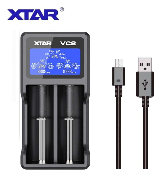 XTAR VC2 Pil Şarj Aleti 2'li LCD Ekranlı 18650 26650 Li-ion Akıllı Şarj Cihazı