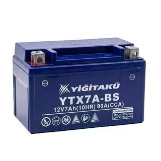 Yiğit Akü YTX7A-BS (MF) 12V 7Ah MT Serisi Yatık Motosiklet Aküsü