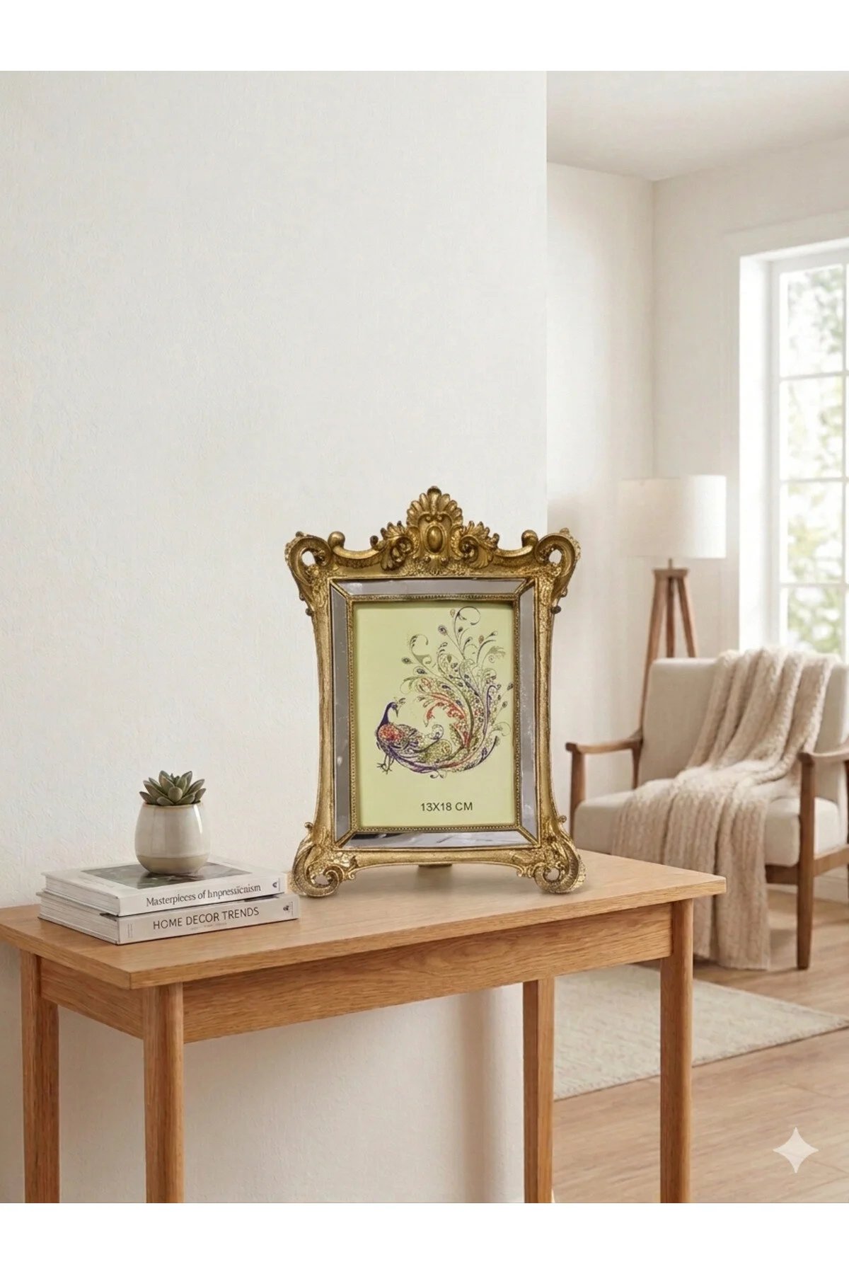 Barok Tarzı Altın Eskitme Klasik Fotoğraf Çerçevesi (13x18 cm) | Hanlar Home