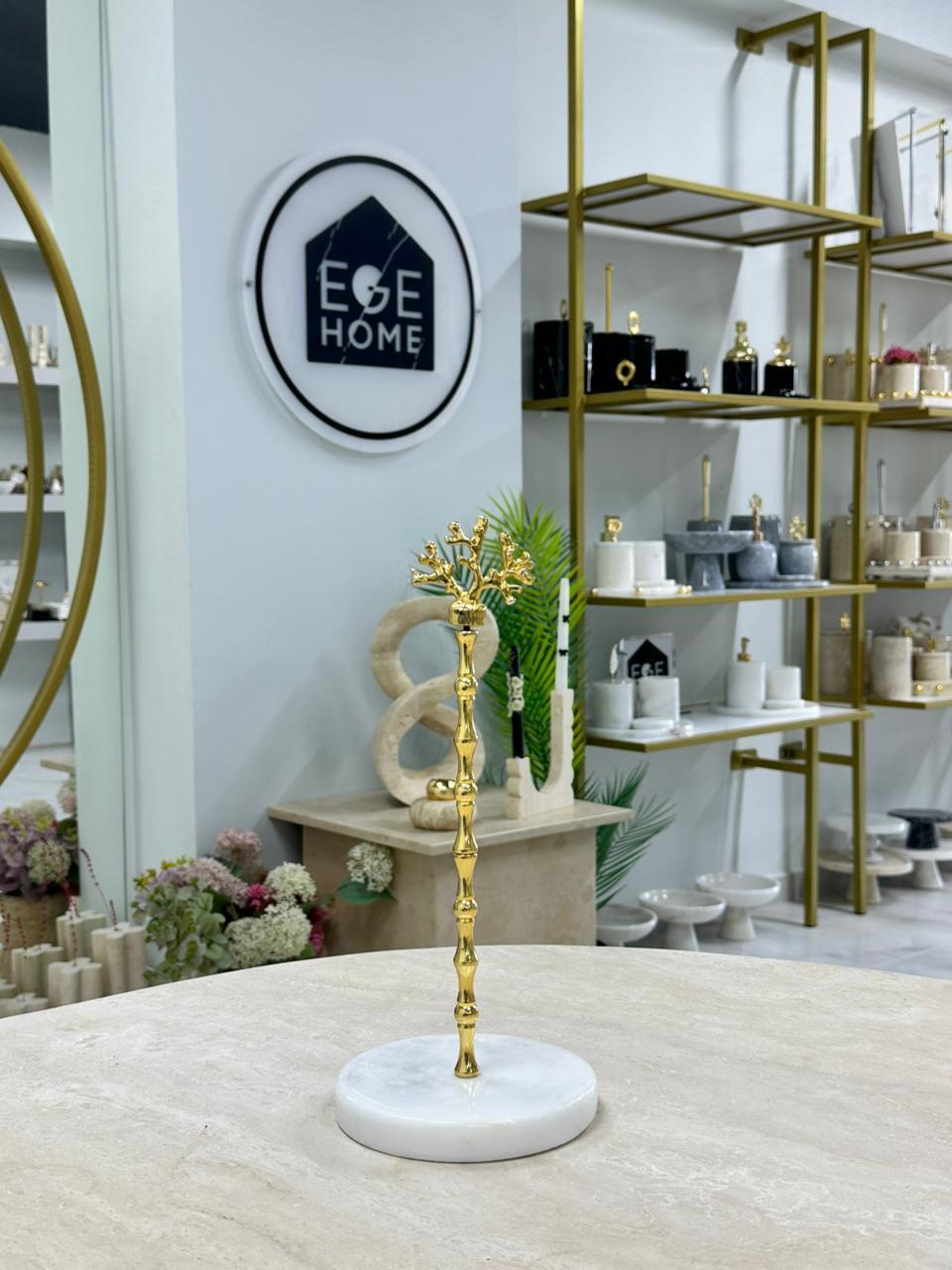 DEKORATİF BEYAZ MERMER RULO HAVLULUK GOLD MERCAN