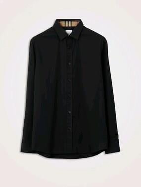 BURBERRY Slim Fit Monogram Motif Streç Pamuklu Poplin Gömlek