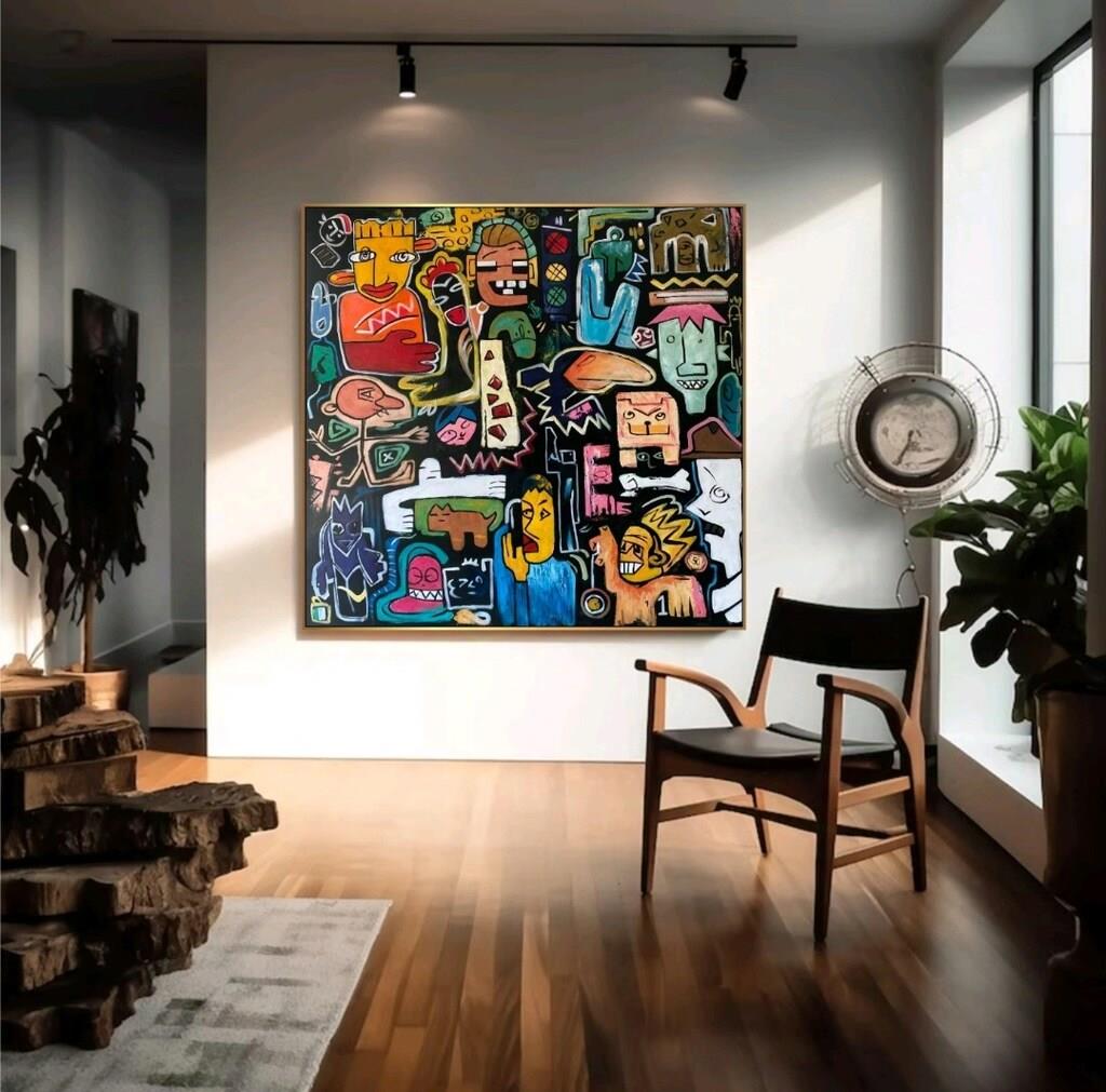 Modern Society Graffiti Yağlı Boya Tablo 152 x 152