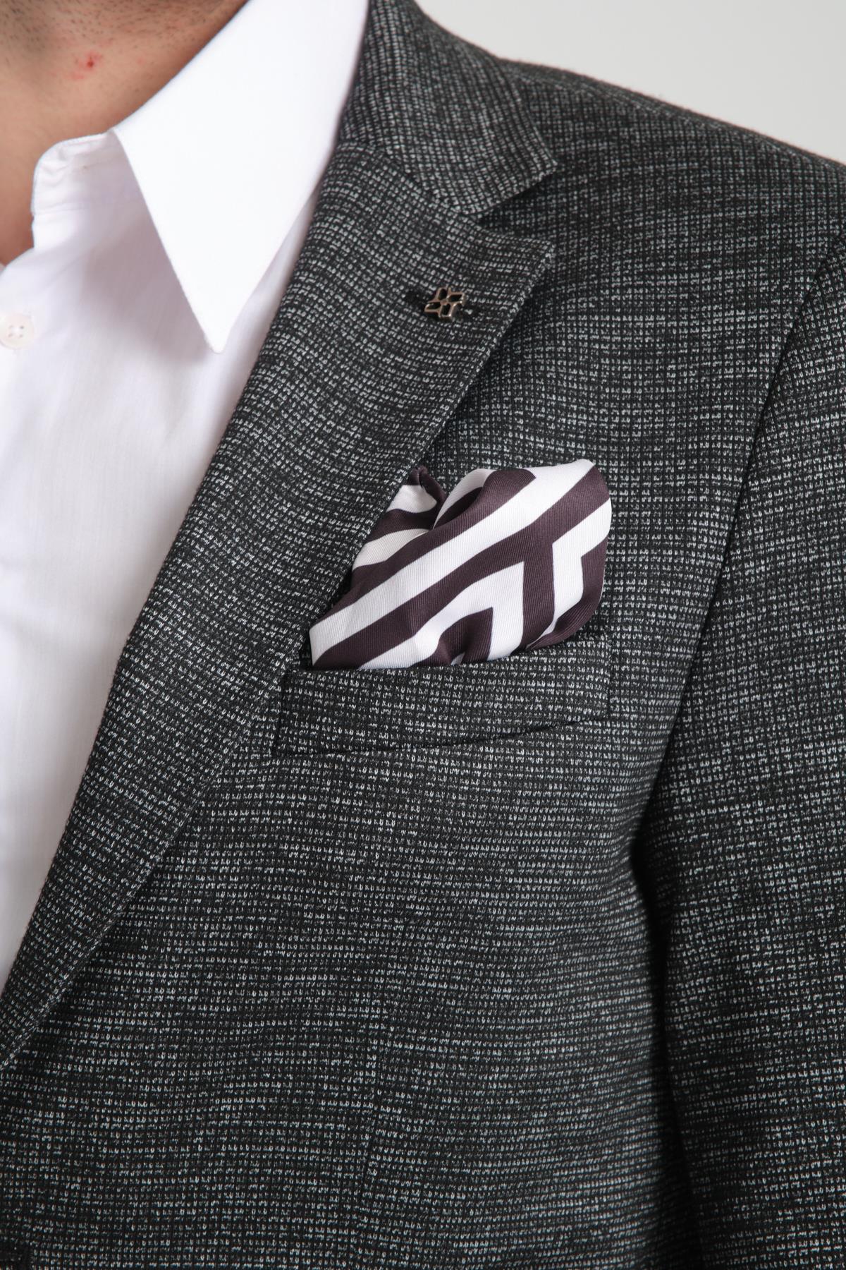 Aimame Erkek Siyah Mono Yaka Örme Esnek Likralı Kumaş Blazer Ceket