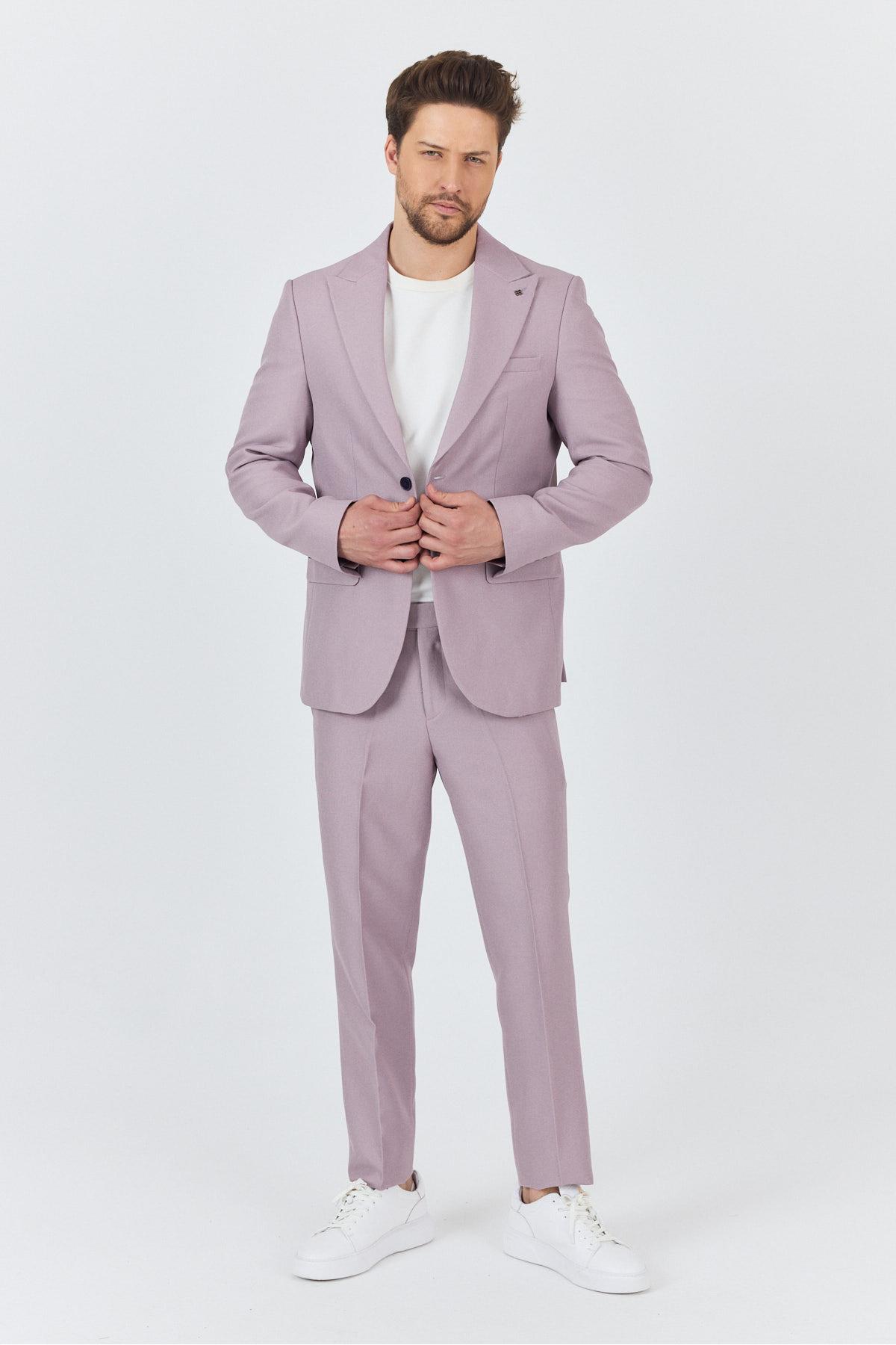 Alfredo Erkek Lila İlkbahar-Yaz Slim Fit 2'li Takım Elbise