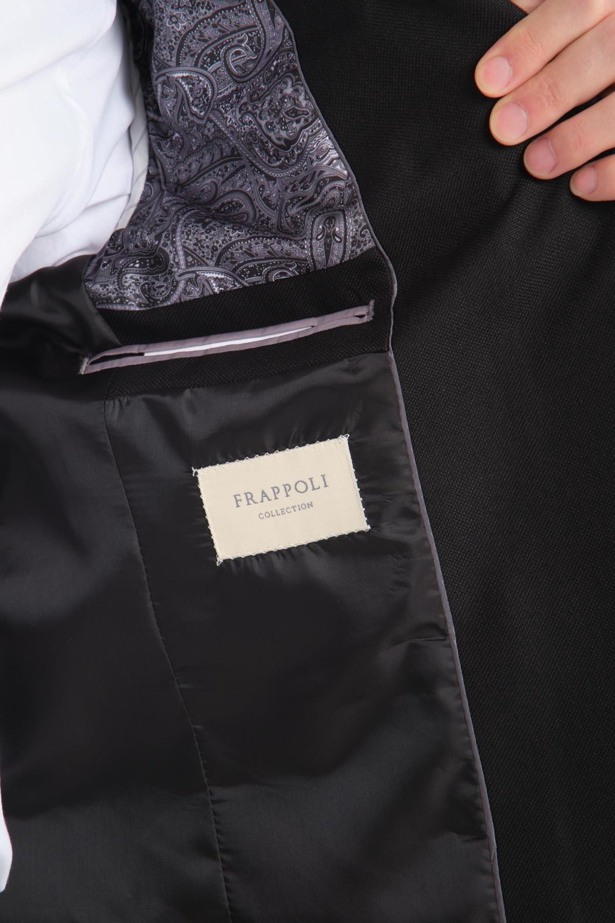 Alfredo Erkek Siyah Mono Yaka Keten Desenli Slim Fit Spor Blazer Ceket