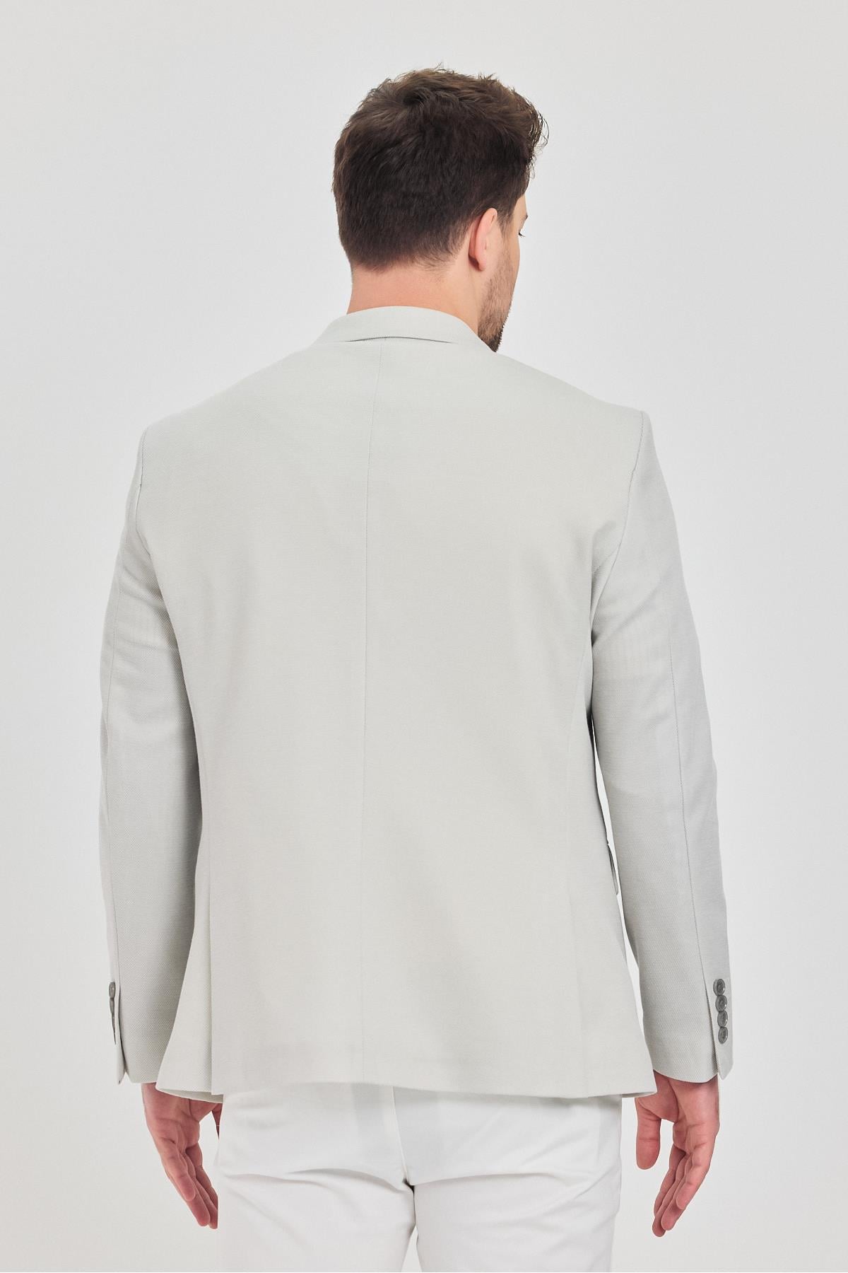 Antony Erkek Açık Gri Polyester Kumaşlı Slim Fit İlkbahar-Yaz Spor Blazer Ceket