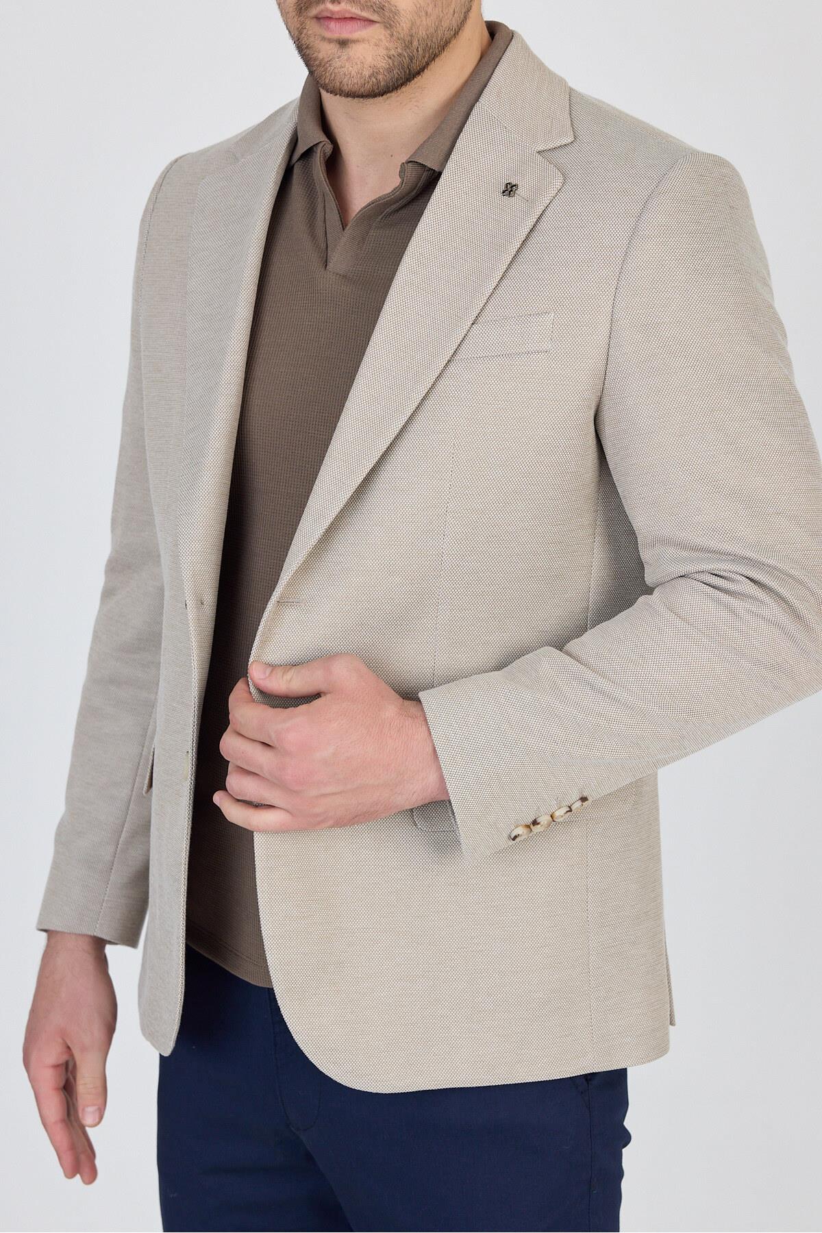 Antony Erkek Koyu Vizon-Gri Polyviskon Kumaşlı Slim Fit İlkbahar-Yaz Spor Blazer Ceket