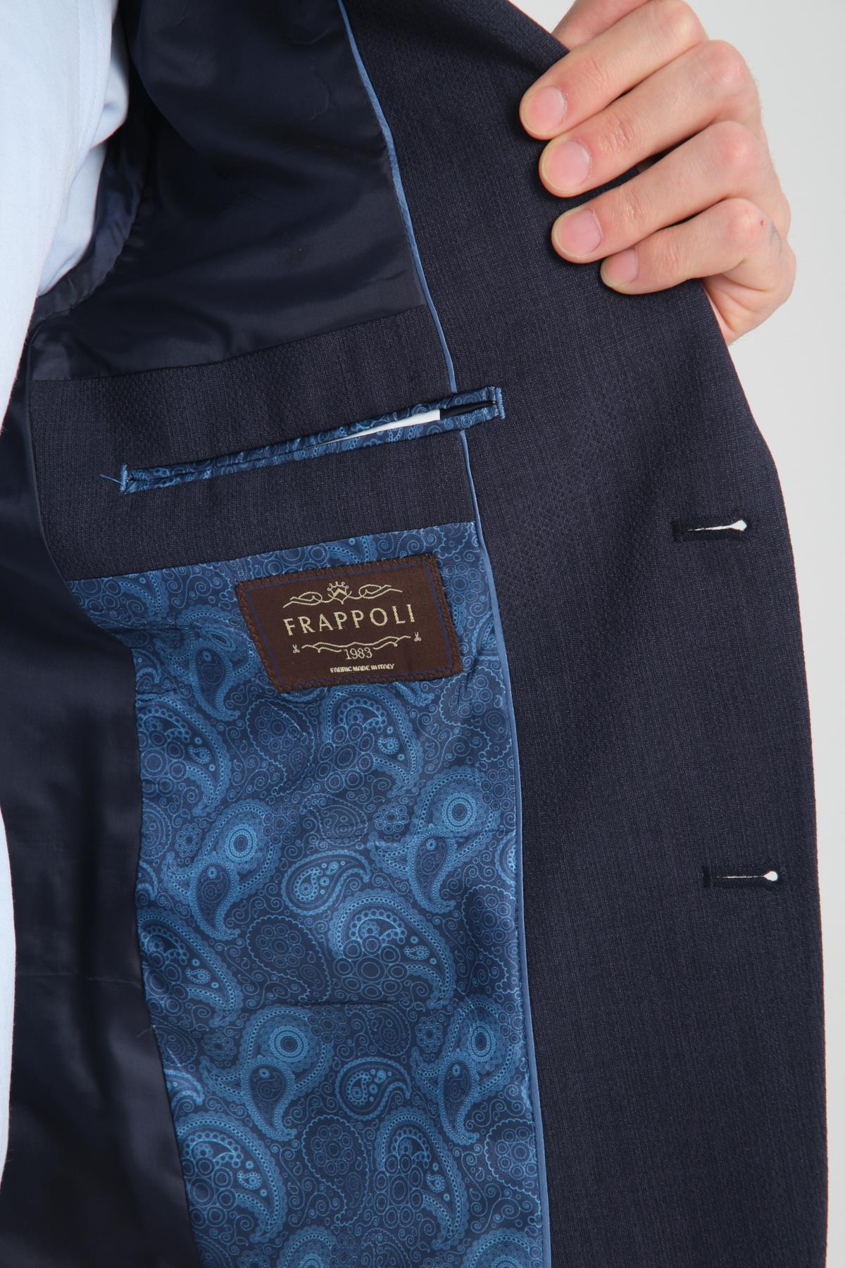 Arunte Erkek Lacivert Keten Görünümlü Ince Dört Mevsim Giyilebilir Slim Fit Blazer Ceket