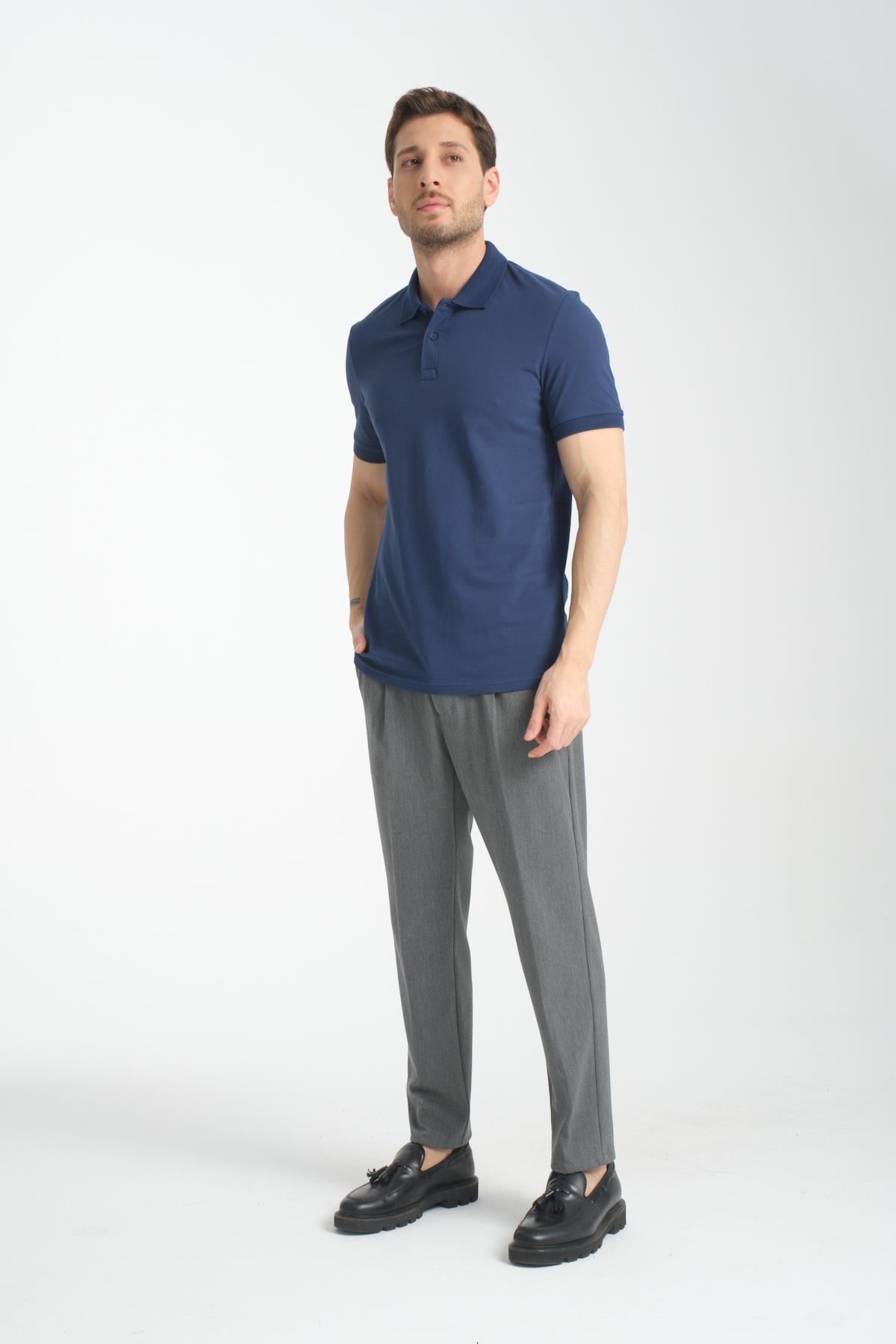 Basic Polo Yaka Comfort Fit 100% Pamuk Pike Tişört