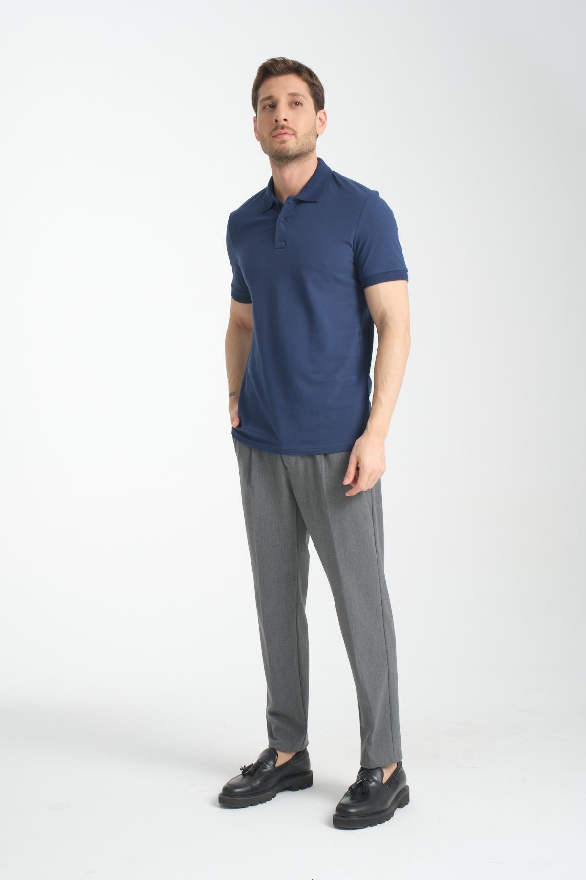 Basic Polo Yaka Comfort Fit 100% Pamuk Pike Tişört