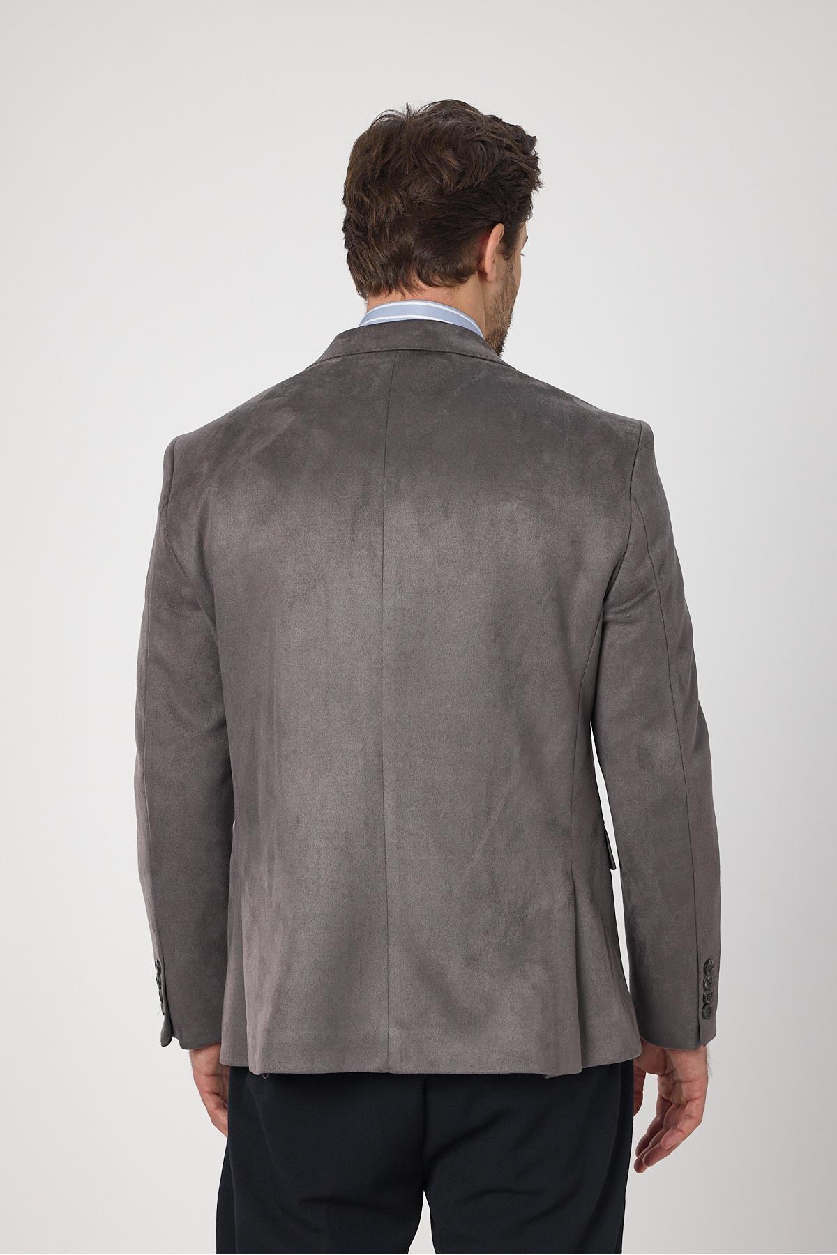 Bernando Gri Erkek Süet Yaz-Kış 4 Mevsim Blazer Ceket